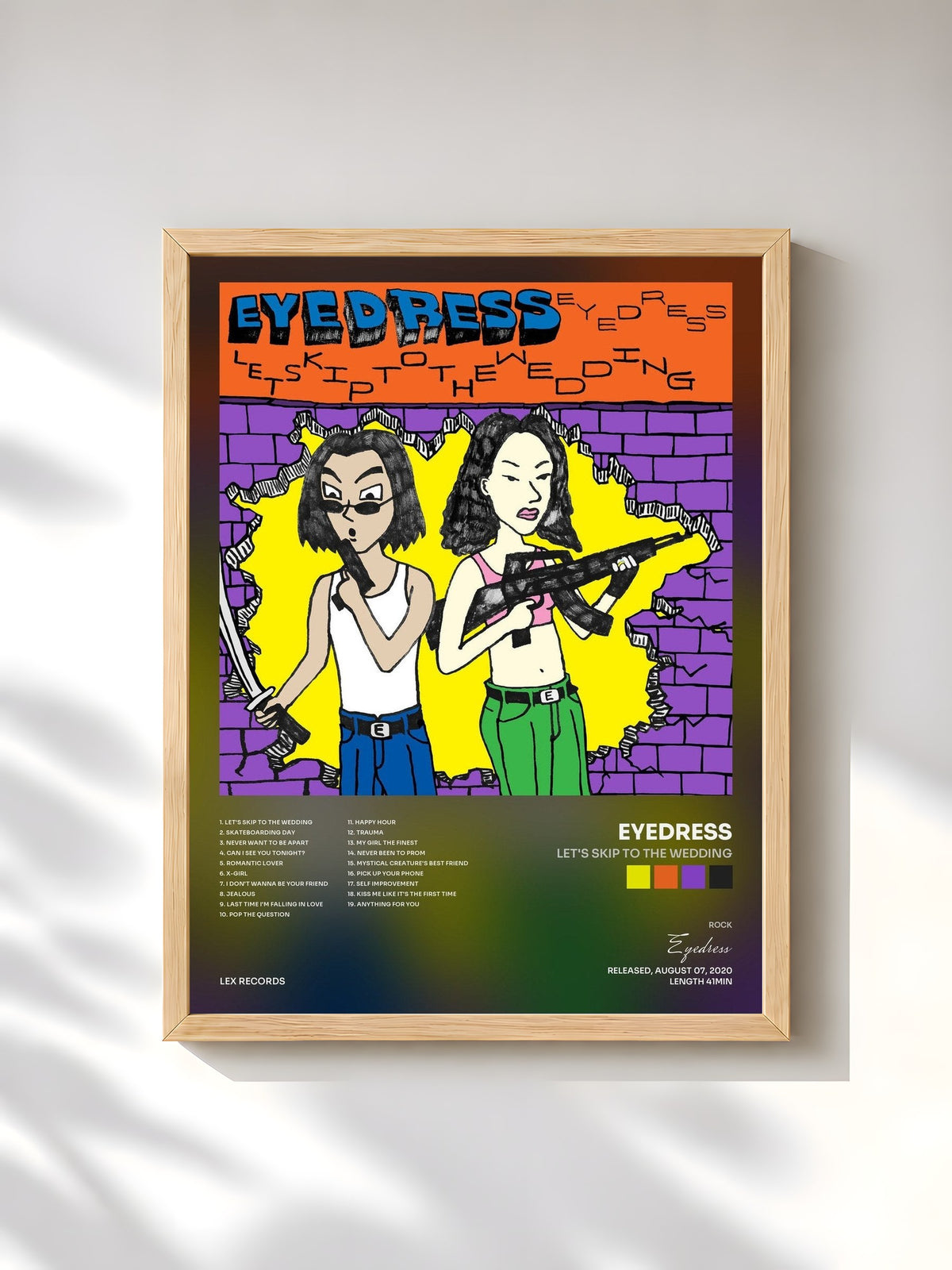 #bois Tableau de l'album Let's Skip to the Wedding de Eyedress, cadre en bois brut, imprimé et encadré en France