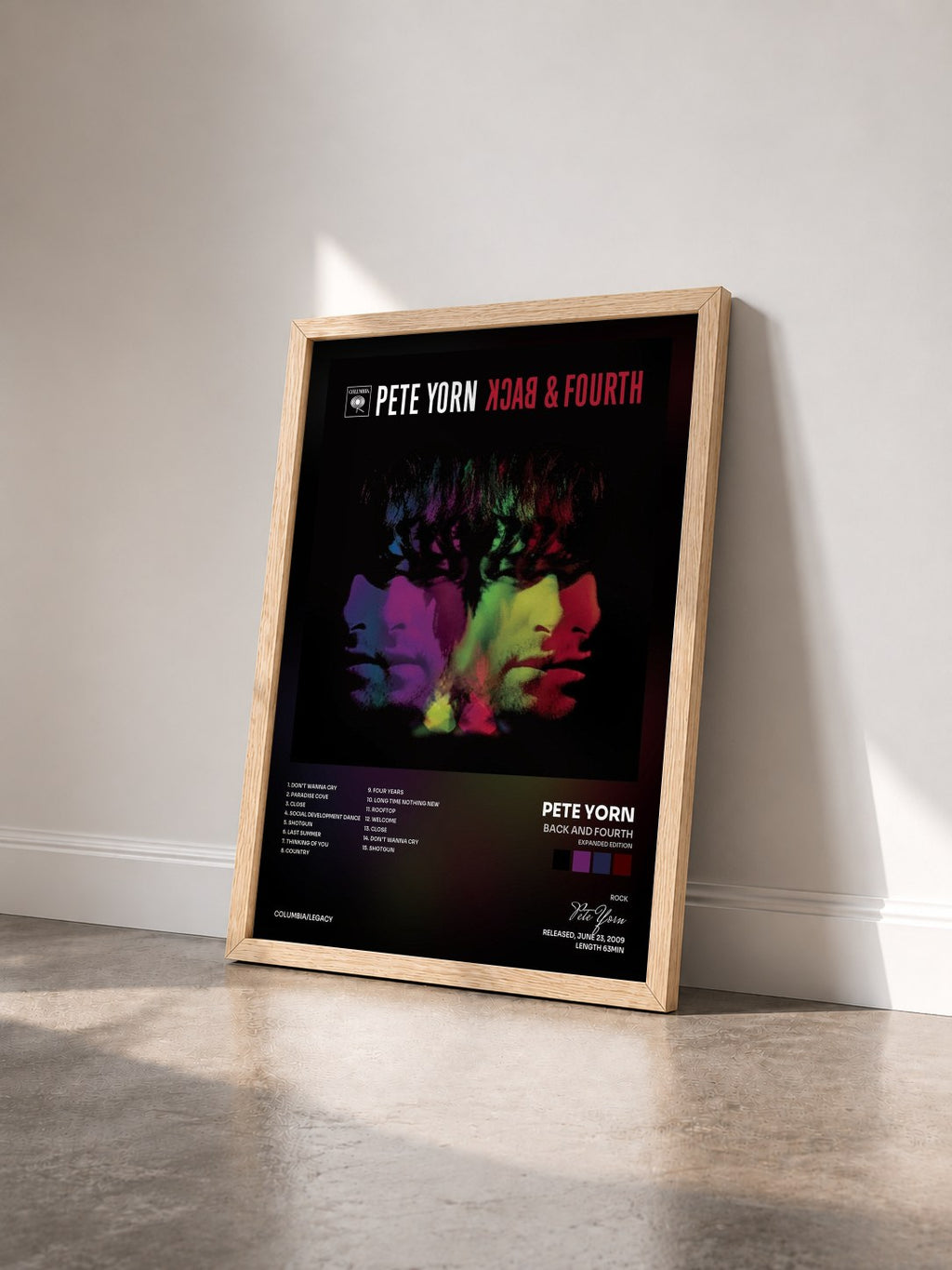 #bois Tableau de l'album Back and Fourth (Expanded Edition) de Pete Yorn vu de trois quarts, cadre en bois brut
