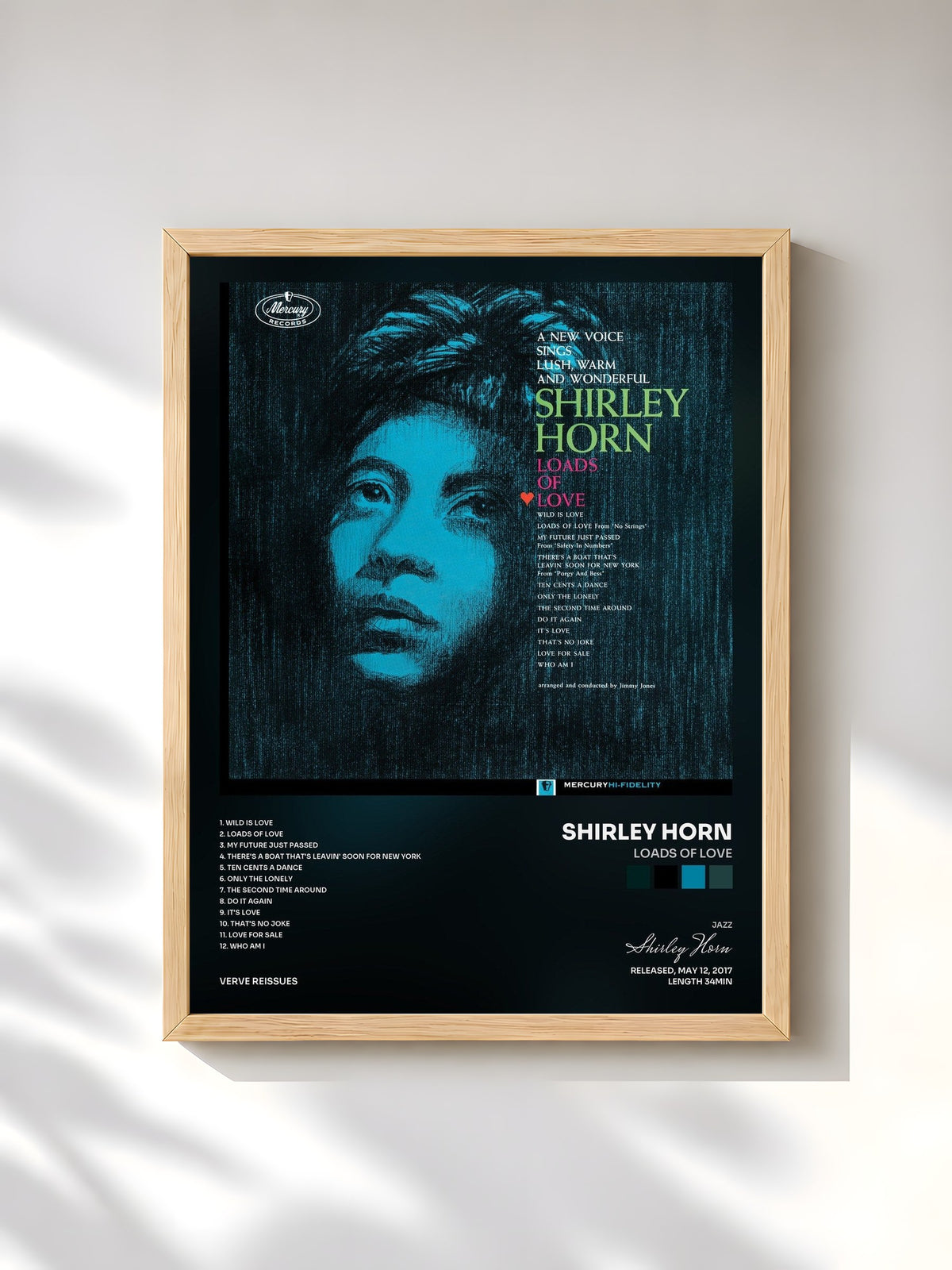 #bois Tableau de l'album Loads Of Love de Shirley Horn, cadre en bois brut, imprimé et encadré en France