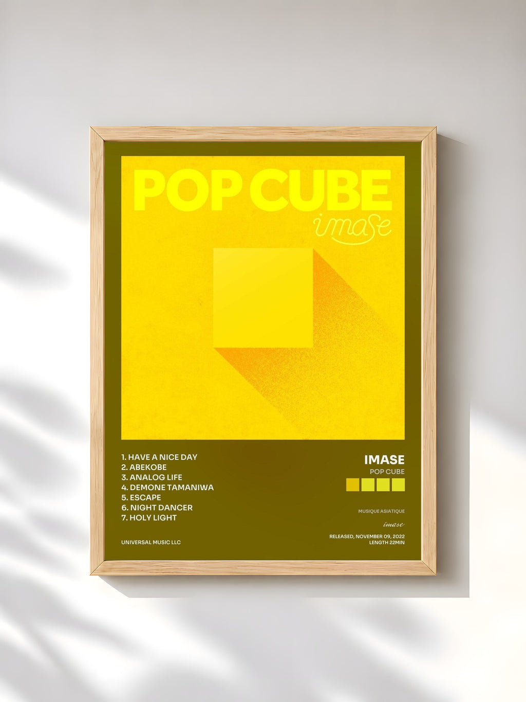 #bois Tableau de l'album POP CUBE de imase, cadre en bois brut, imprimé et encadré en France