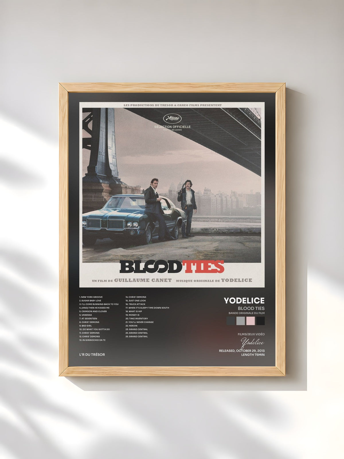#bois Tableau de l'album Blood Ties (Bande originale du film) de Yodelice, cadre en bois brut, imprimé et encadré en France