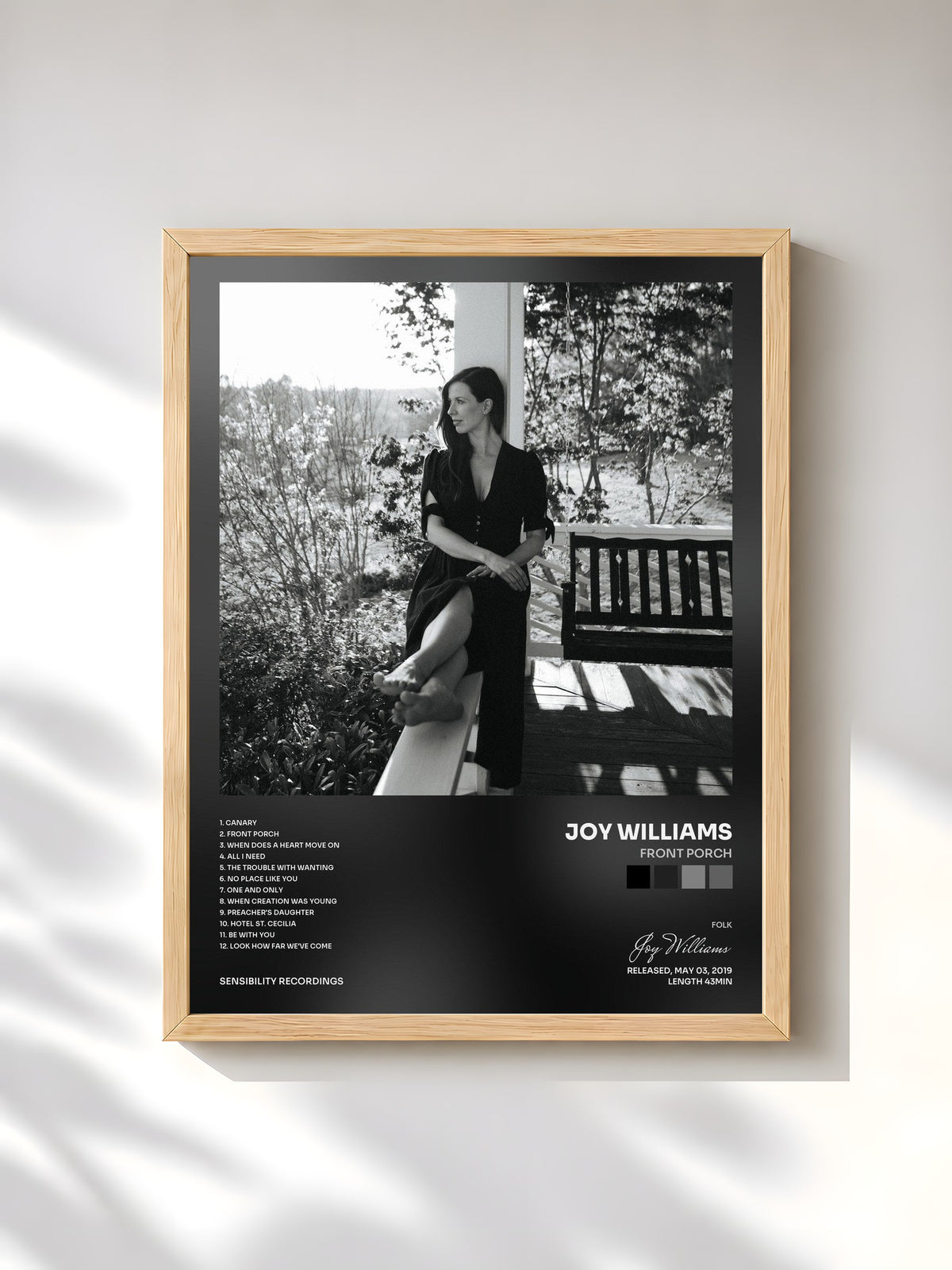 #bois Tableau de l'album Front Porch de Joy Williams, cadre en bois brut, imprimé et encadré en France