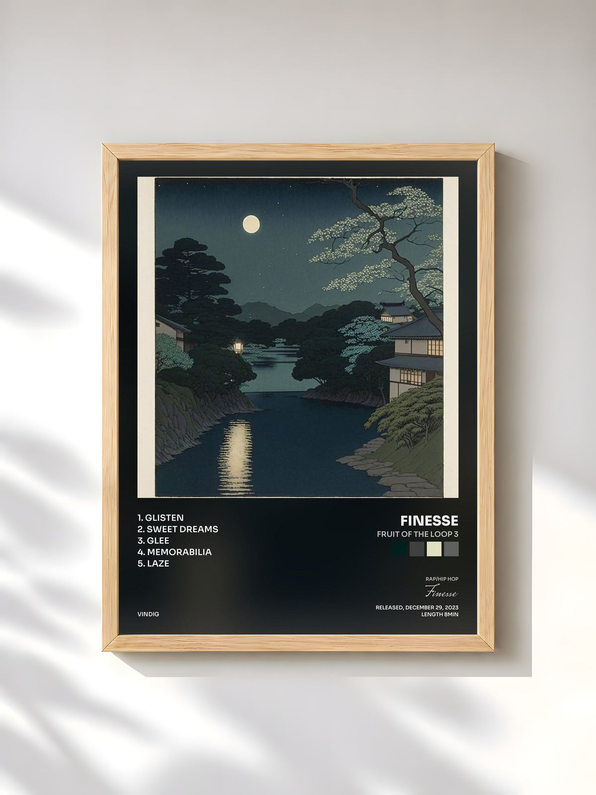 #bois Tableau de l'album fruit of the loop 3 de Finesse, cadre en bois brut, imprimé et encadré en France