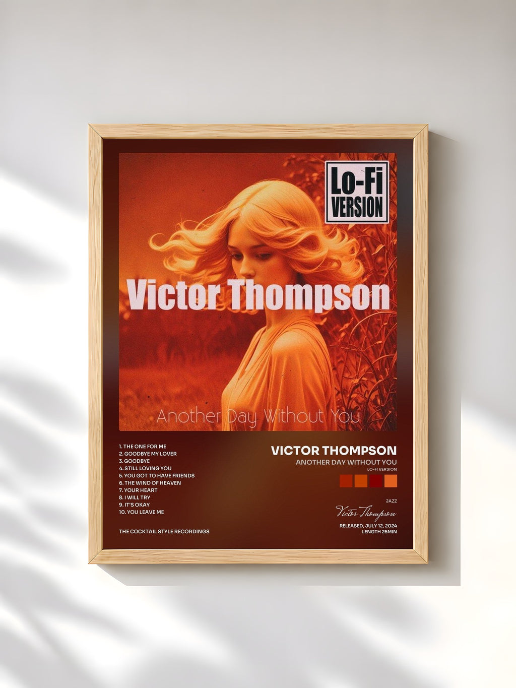 #bois Tableau de l'album Another Day Without You (Lo-Fi Version) de Victor Thompson, cadre en bois brut, imprimé et encadré en France