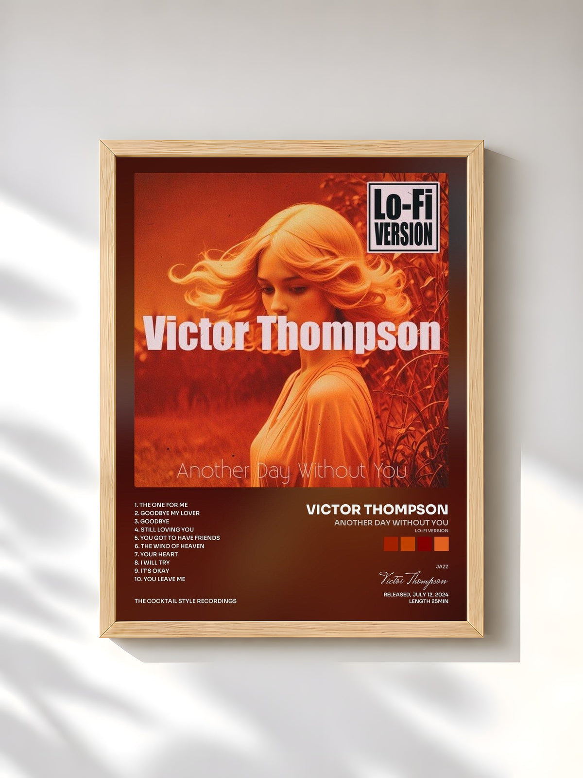 #bois Tableau de l'album Another Day Without You (Lo-Fi Version) de Victor Thompson, cadre en bois brut, imprimé et encadré en France