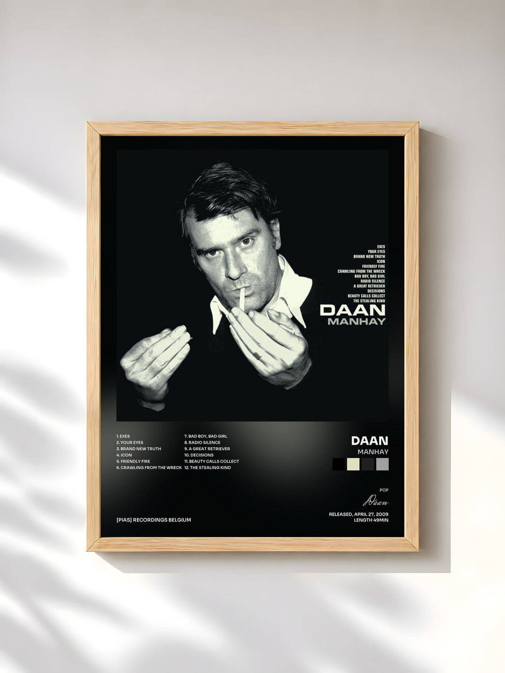 #bois Tableau de l'album Manhay de Daan, cadre en bois brut, imprimé et encadré en France
