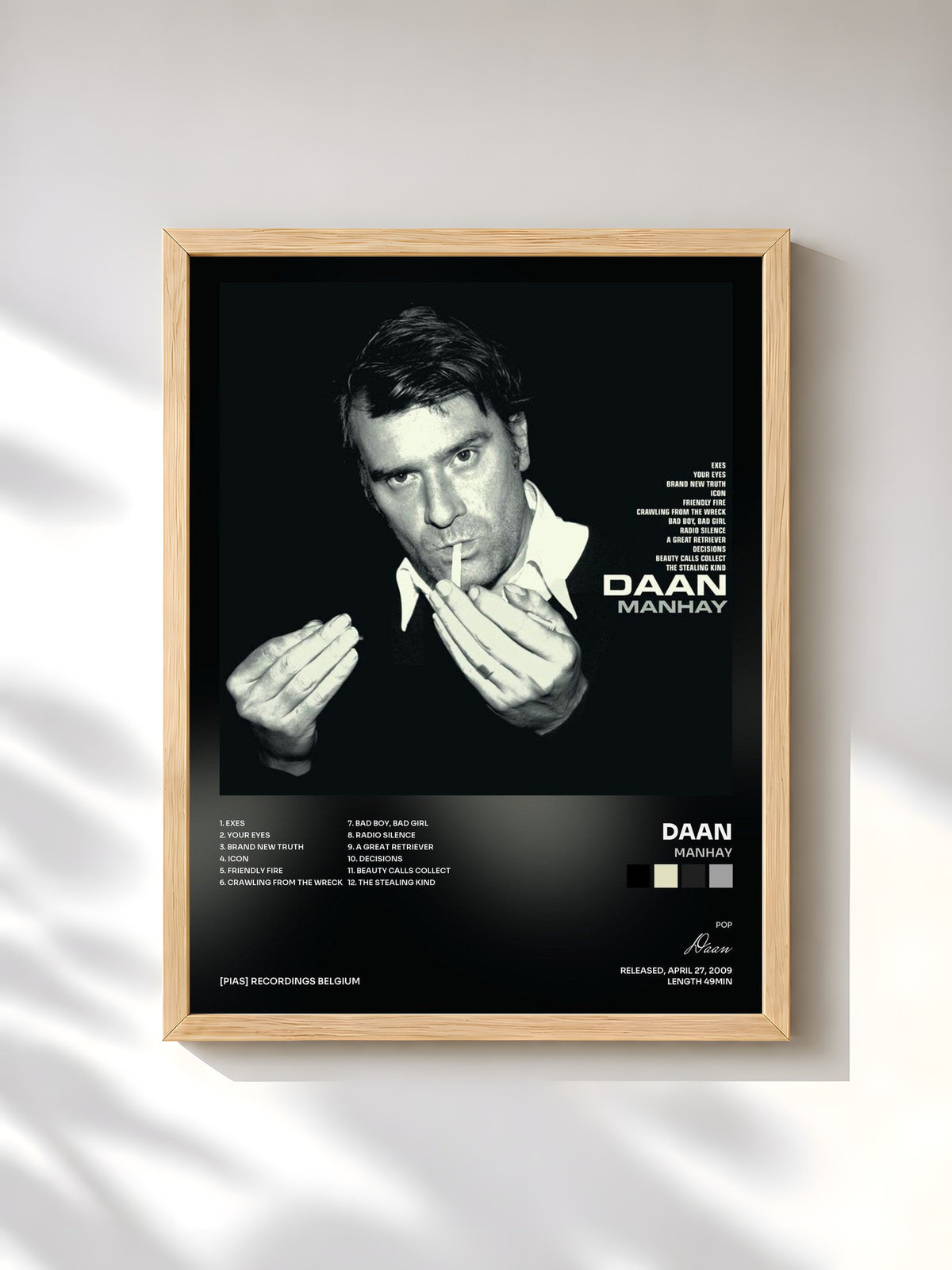 #bois Tableau de l'album Manhay de Daan, cadre en bois brut, imprimé et encadré en France