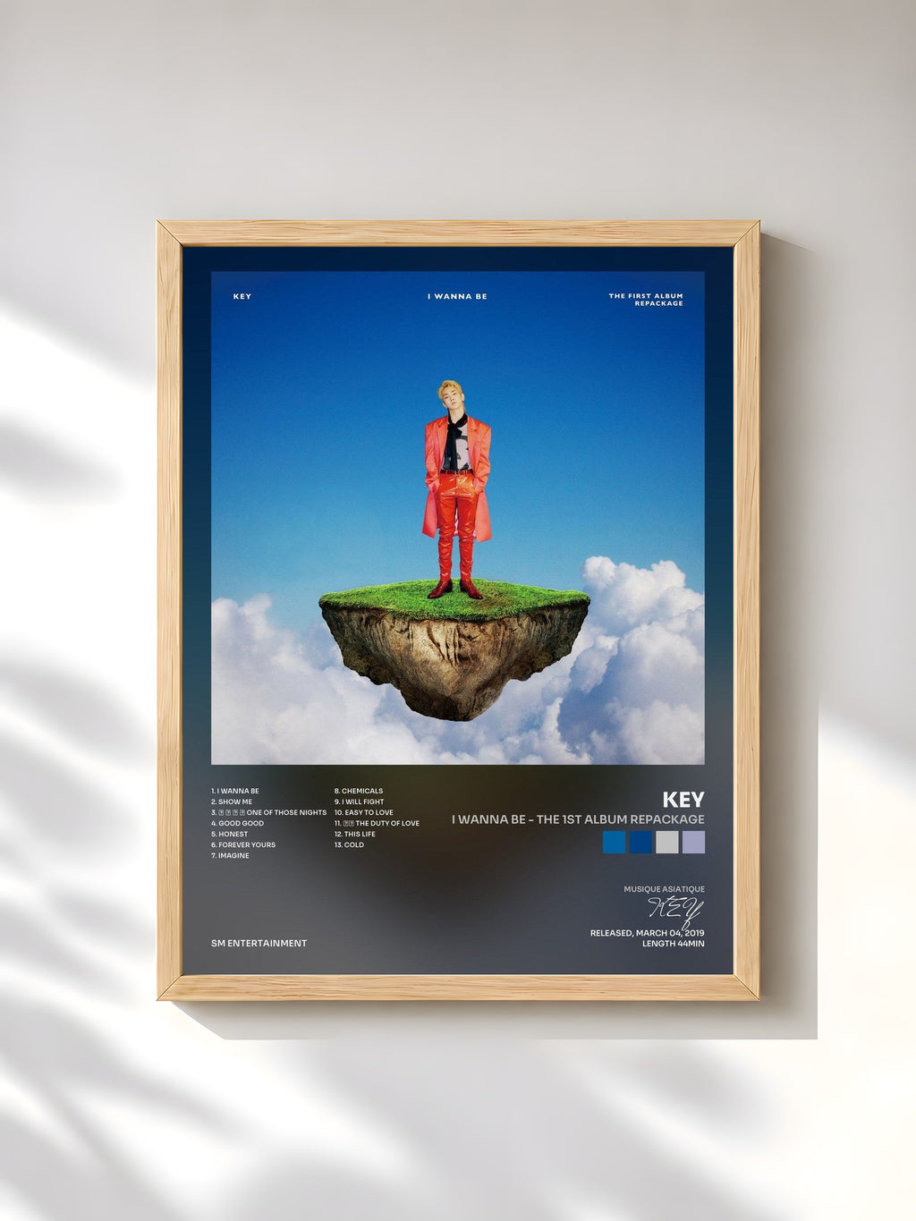 #bois Tableau de l'album I Wanna Be - The 1st Album Repackage de KEY, cadre en bois brut, imprimé et encadré en France