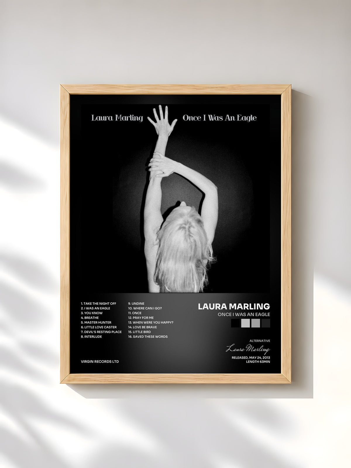 #bois Tableau de l'album Once I Was An Eagle de Laura Marling, cadre en bois brut, imprimé et encadré en France