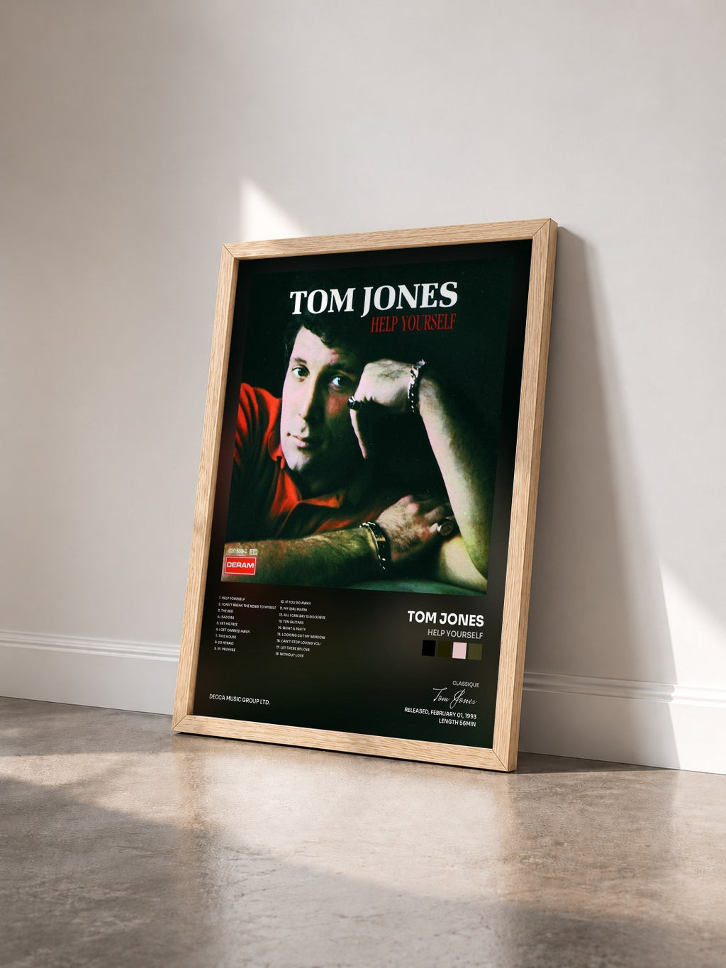 #bois Tableau de l'album Help Yourself de Tom Jones vu de trois quarts, cadre en bois brut