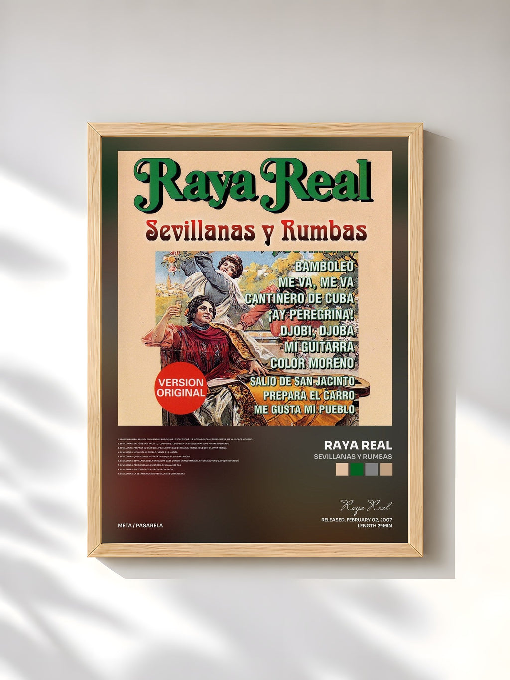 #bois Tableau de l'album Sevillanas Y Rumbas de Raya Real, cadre en bois brut, imprimé et encadré en France