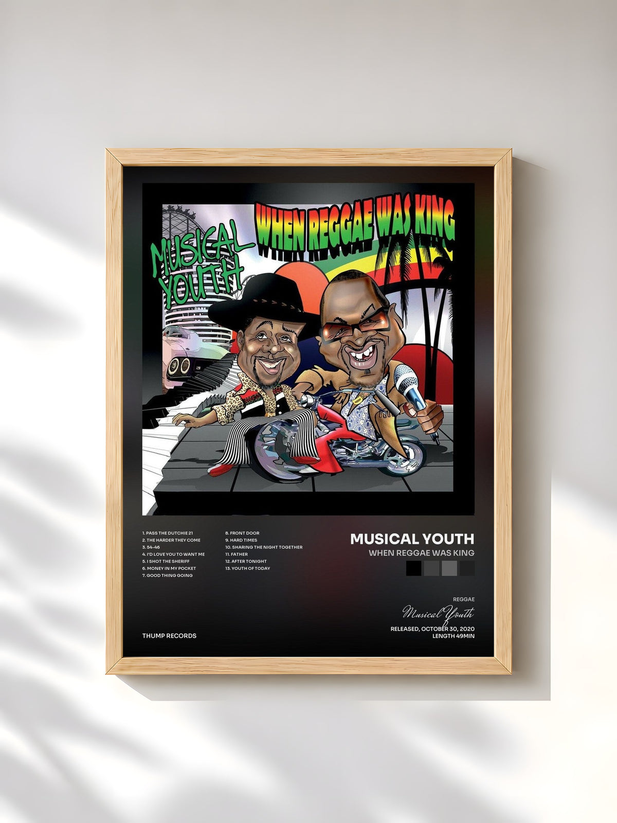 #bois Tableau de l'album When Reggae Was King de Musical Youth, cadre en bois brut, imprimé et encadré en France