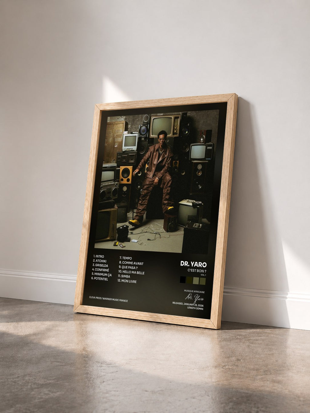#bois Tableau de l'album C'EST BON ? (Vol. 1) de Dr. Yaro vu de trois quarts, cadre en bois brut