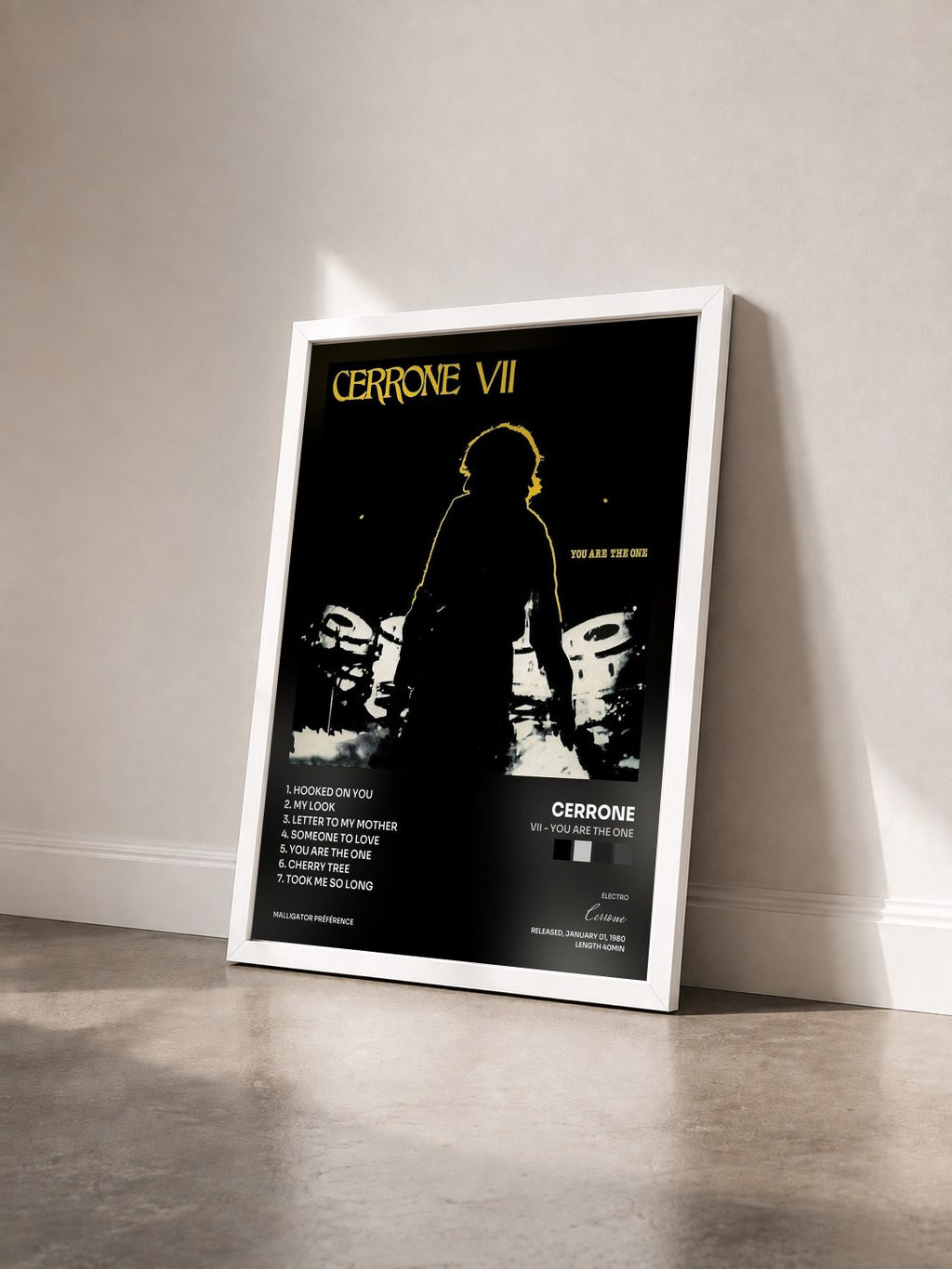 #blanc Tableau de l'album VII - You Are the One de Cerrone vu de trois quarts, cadre blanc
