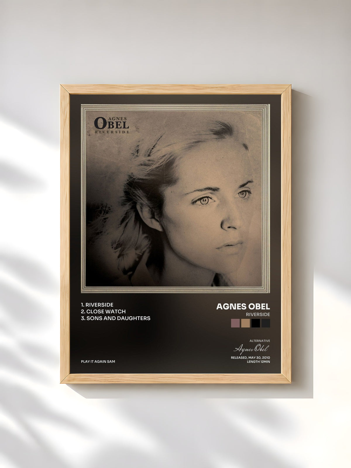 #bois Tableau de l'album Riverside de Agnes Obel, cadre en bois brut, imprimé et encadré en France
