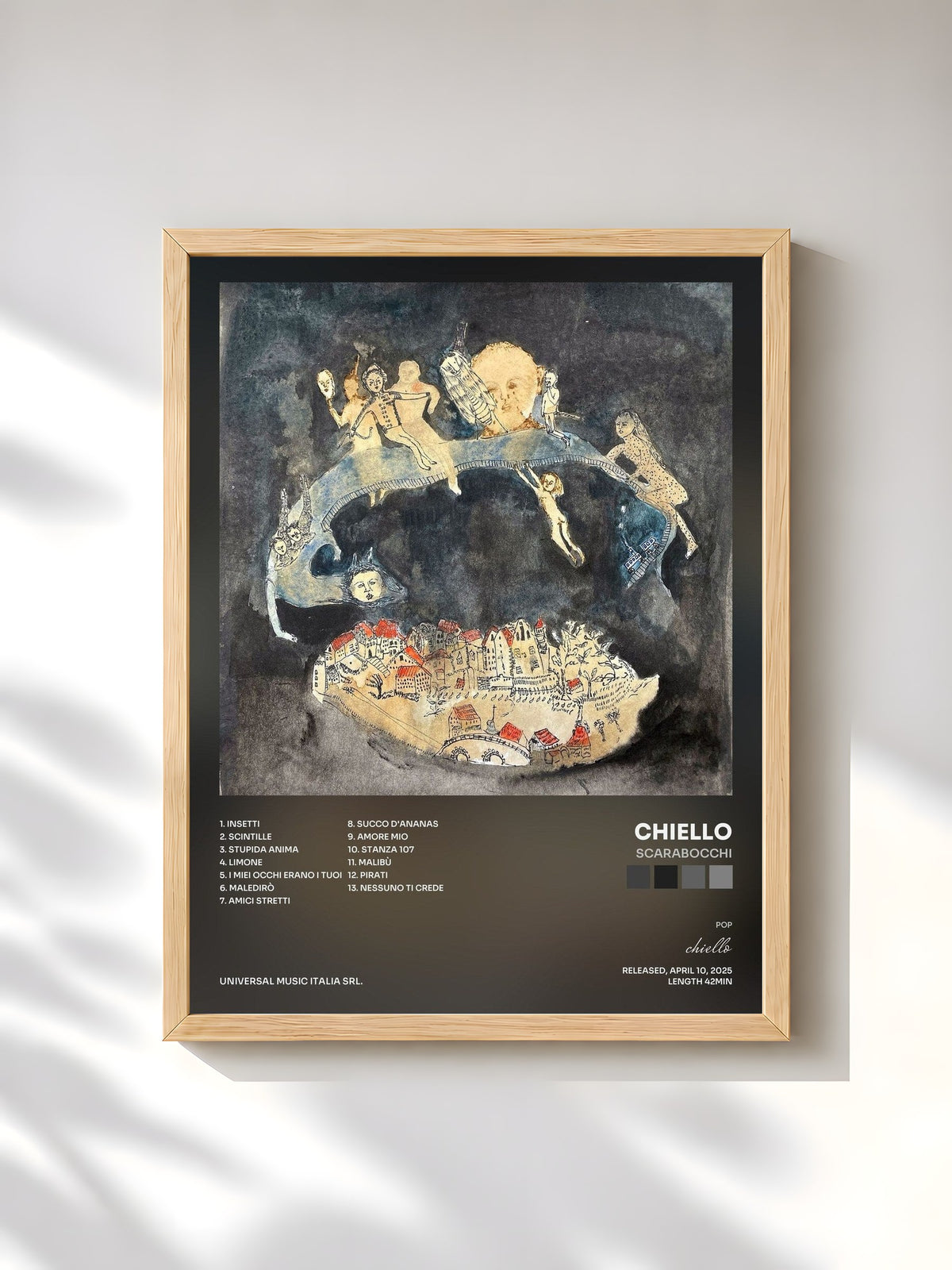 #bois Tableau de l'album Scarabocchi de chiello, cadre en bois brut, imprimé et encadré en France