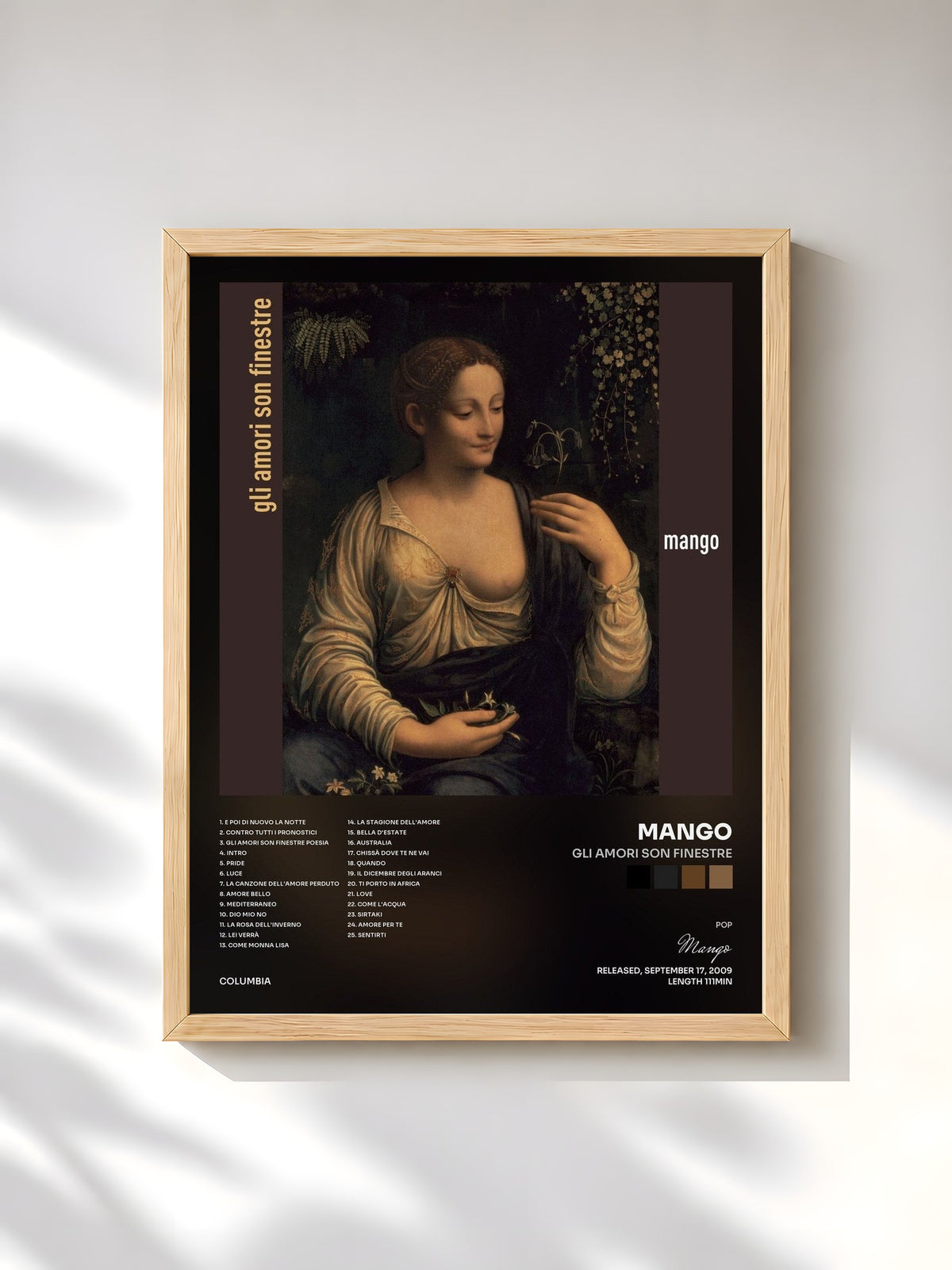 #bois Tableau de l'album Gli Amori Son Finestre de Mango, cadre en bois brut, imprimé et encadré en France