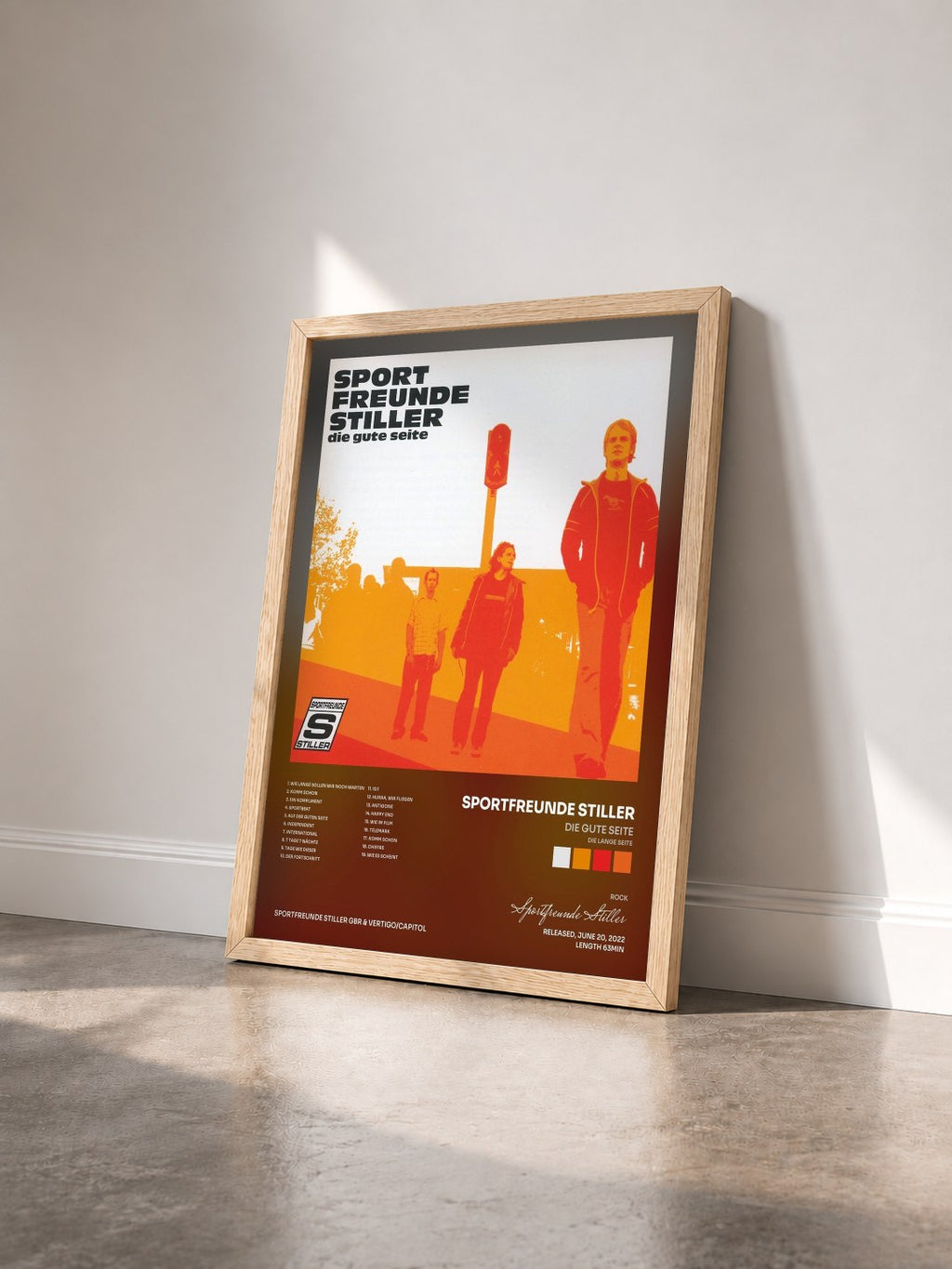 #bois Tableau de l'album Die gute Seite (Die lange Seite) de Sportfreunde Stiller vu de trois quarts, cadre en bois brut