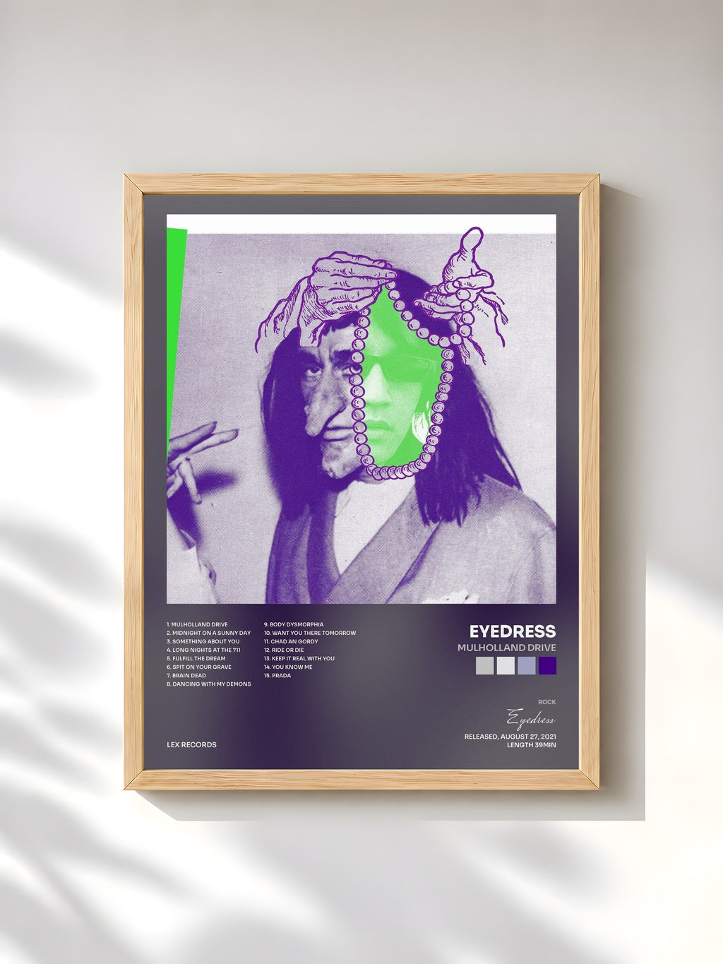 #bois Tableau de l'album Mulholland Drive de Eyedress, cadre en bois brut, imprimé et encadré en France