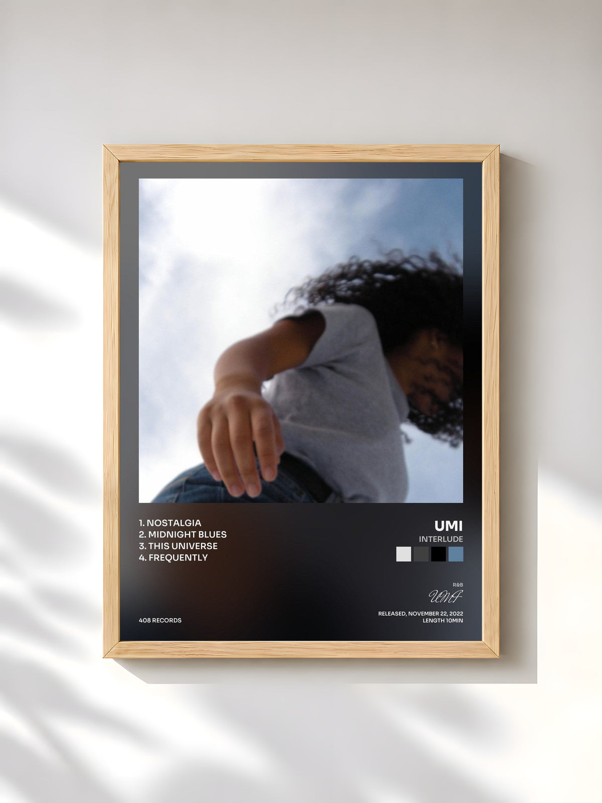 #bois Tableau de l'album Interlude de UMI, cadre en bois brut, imprimé et encadré en France