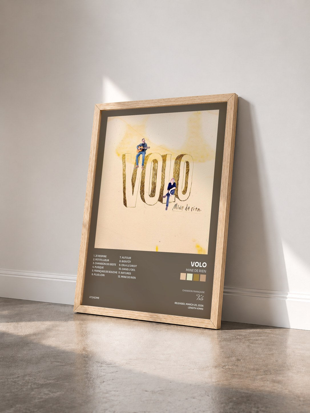 #bois Tableau de l'album Mine de rien de Volo vu de trois quarts, cadre en bois brut