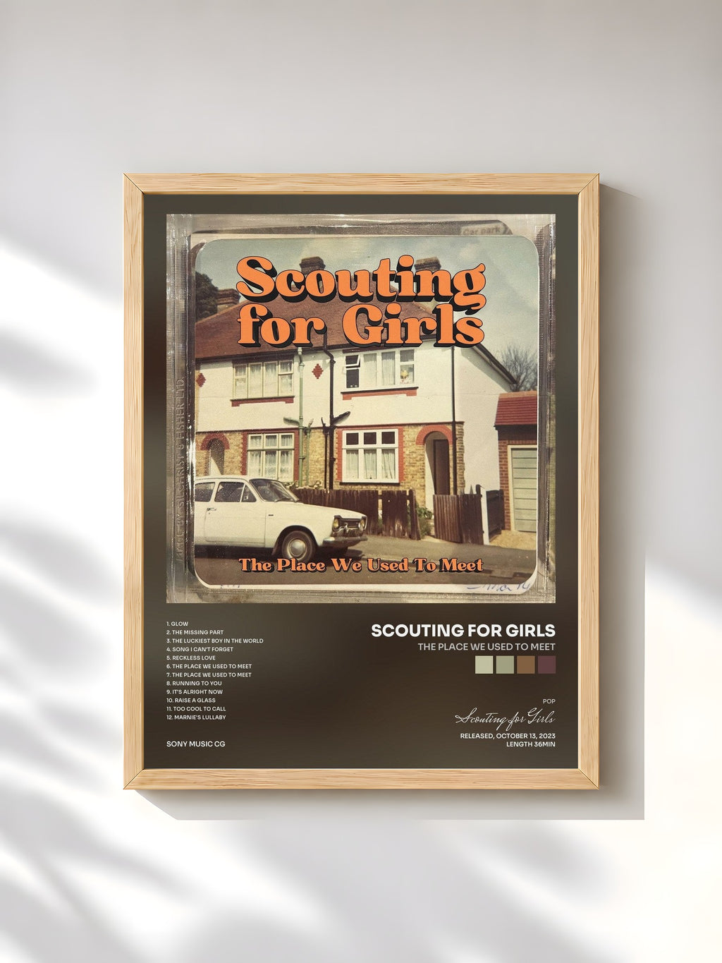 #bois Tableau de l'album The Place We Used to Meet de Scouting for Girls, cadre en bois brut, imprimé et encadré en France