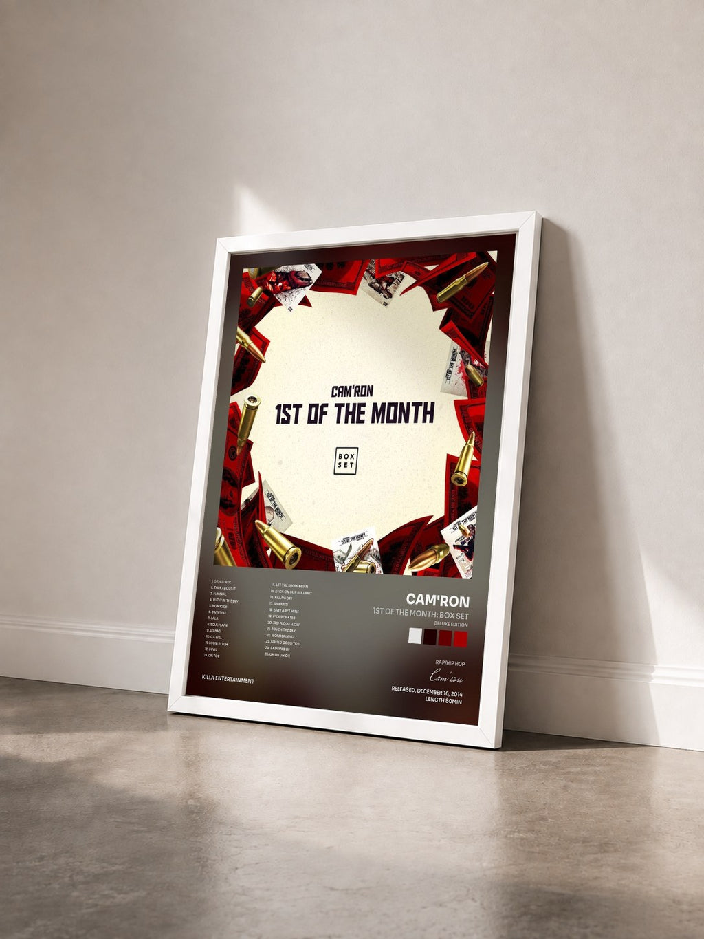 #blanc Tableau de l'album 1st Of The Month: Box Set (Deluxe Edition) de Cam'ron vu de trois quarts, cadre blanc