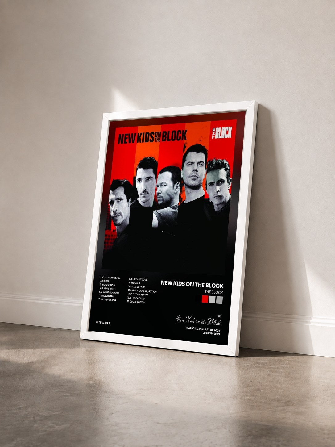 #blanc Tableau de l'album The Block de New Kids on the Block vu de trois quarts, cadre blanc