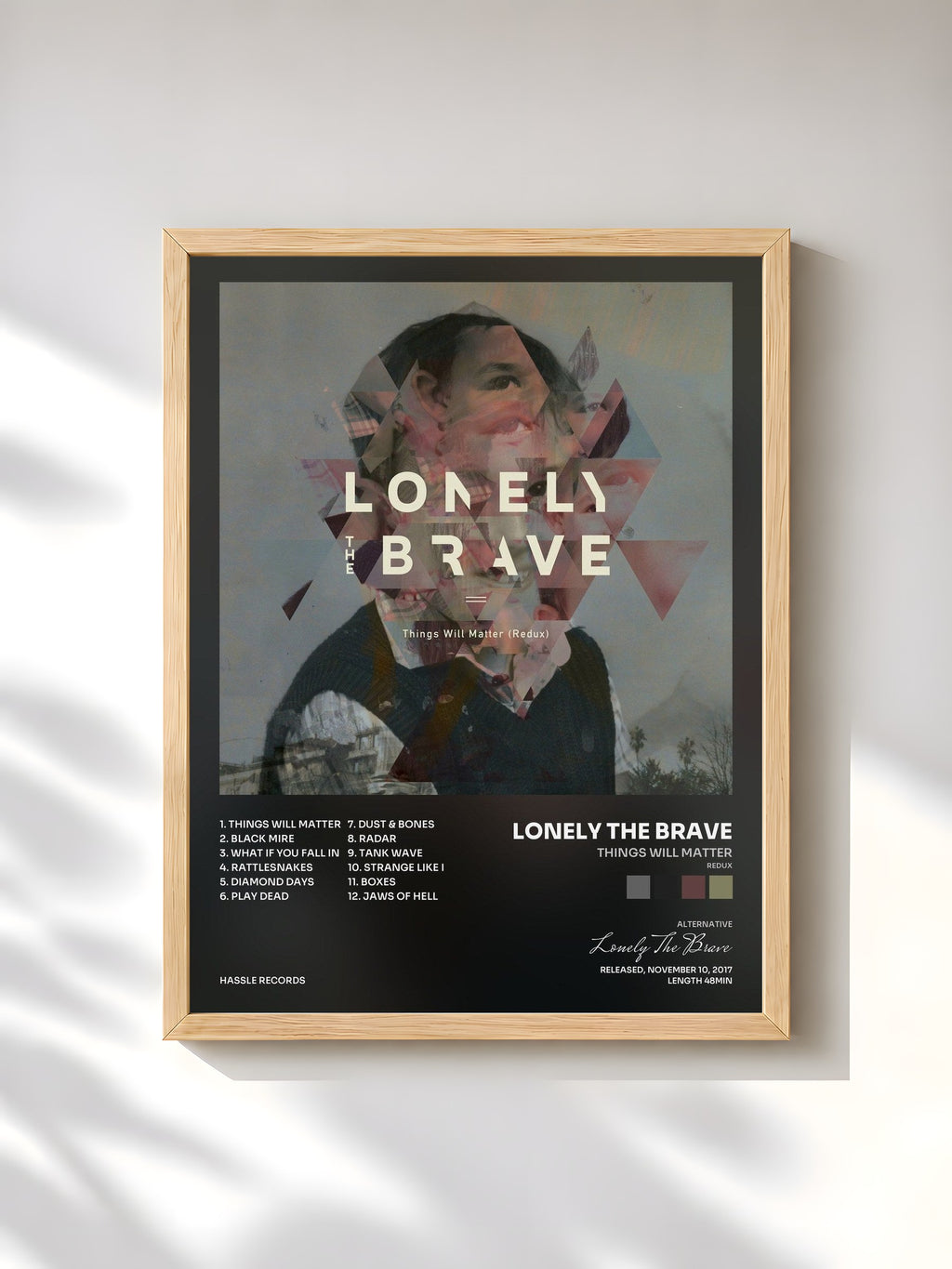 #bois Tableau de l'album Things Will Matter (Redux) de Lonely The Brave, cadre en bois brut, imprimé et encadré en France