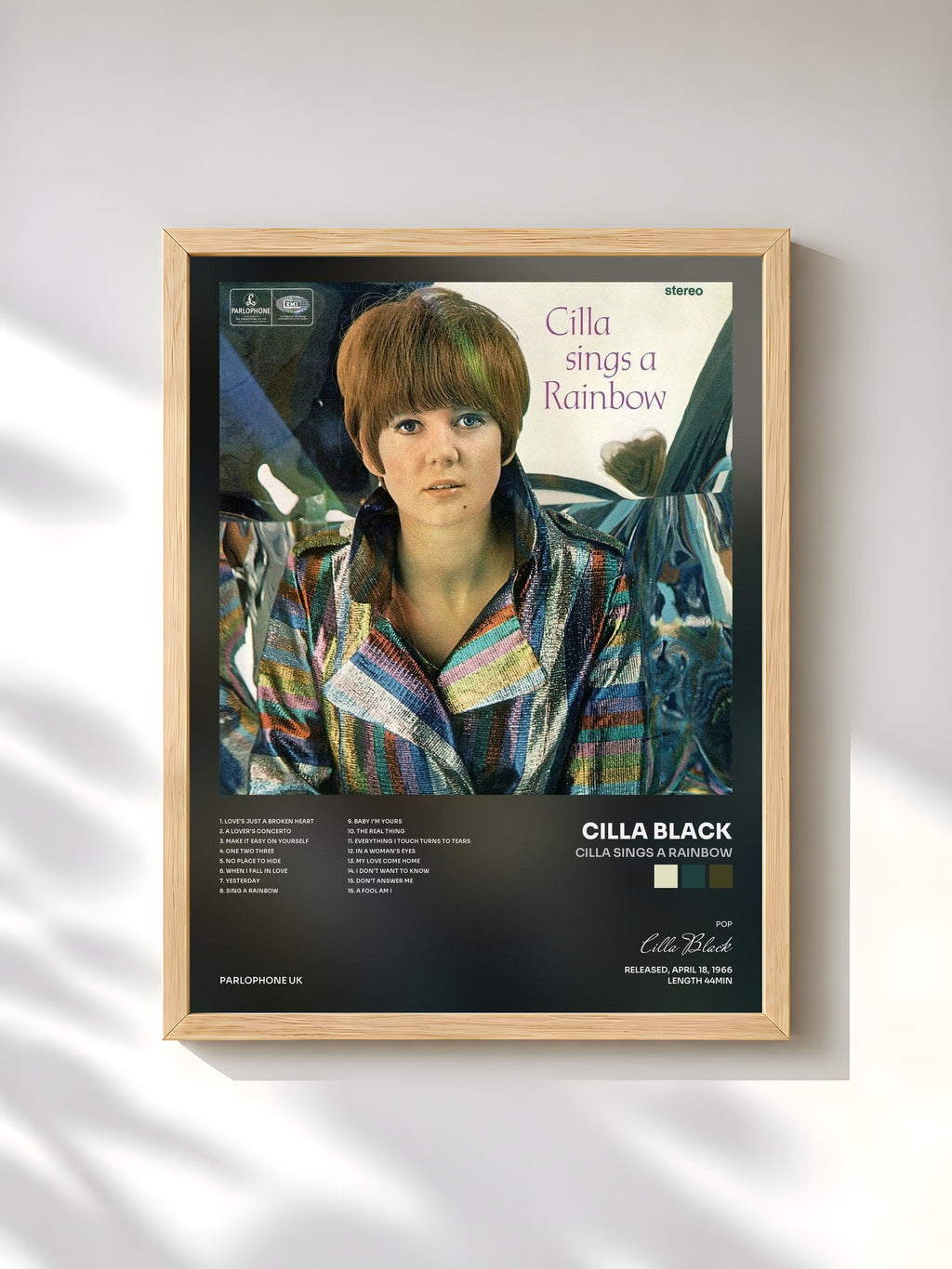#bois Tableau de l'album Cilla Sings a Rainbow de Cilla Black, cadre en bois brut, imprimé et encadré en France