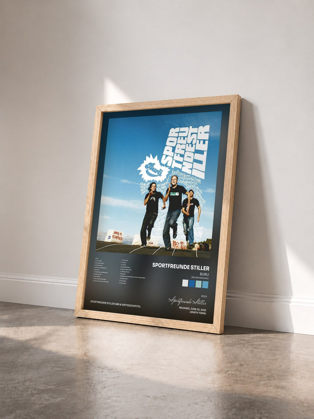 #bois Tableau de l'album Burli (Der große Burli) de Sportfreunde Stiller vu de trois quarts, cadre en bois brut