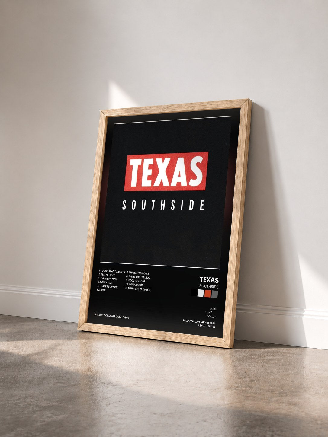 #bois Tableau de l'album Southside de Texas vu de trois quarts, cadre en bois brut