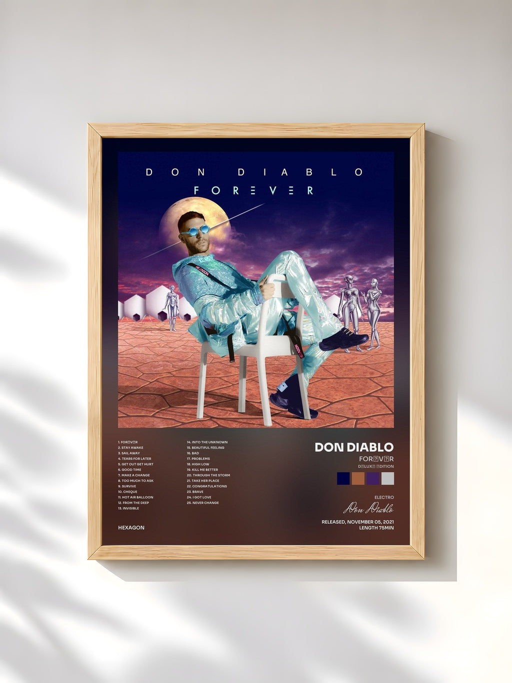 #bois Tableau de l'album FORΞVΞR (DΞLUXΞ ΞDITION) de Don Diablo, cadre en bois brut, imprimé et encadré en France