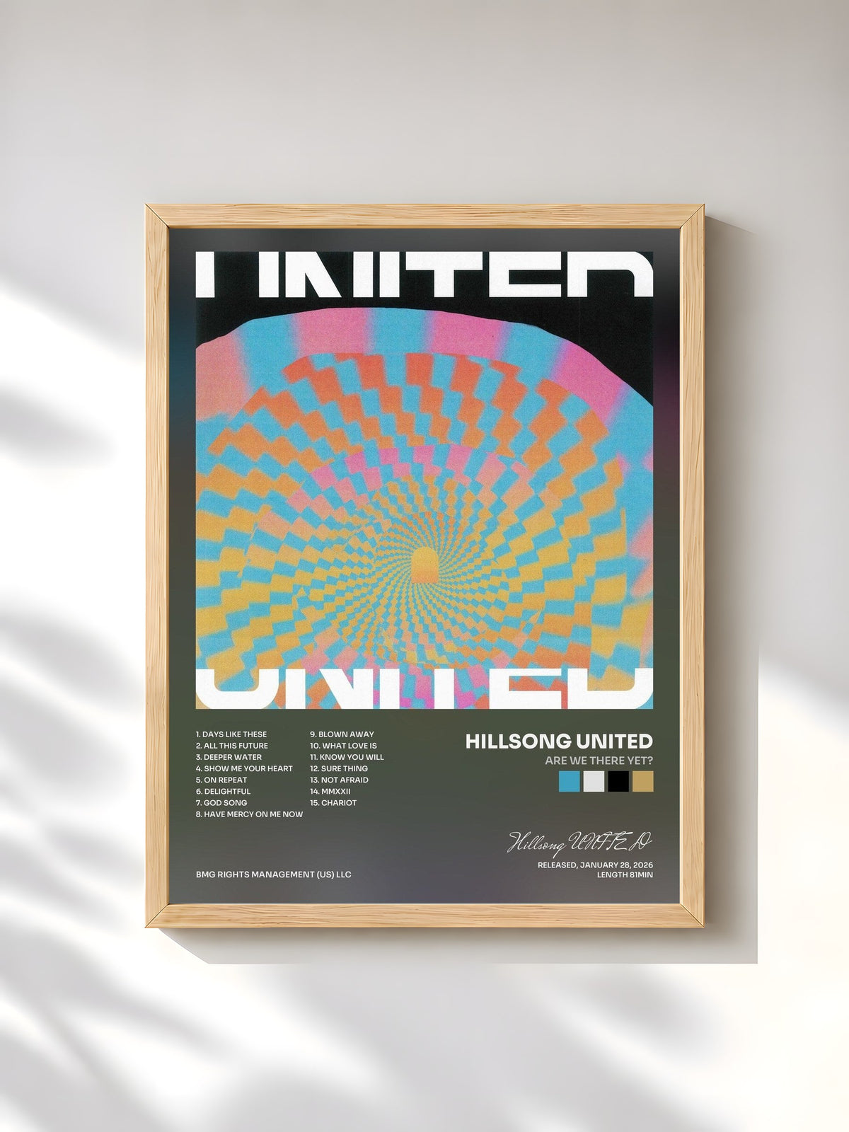 #bois Tableau de l'album Are We There Yet? de Hillsong UNITED, cadre en bois brut, imprimé et encadré en France