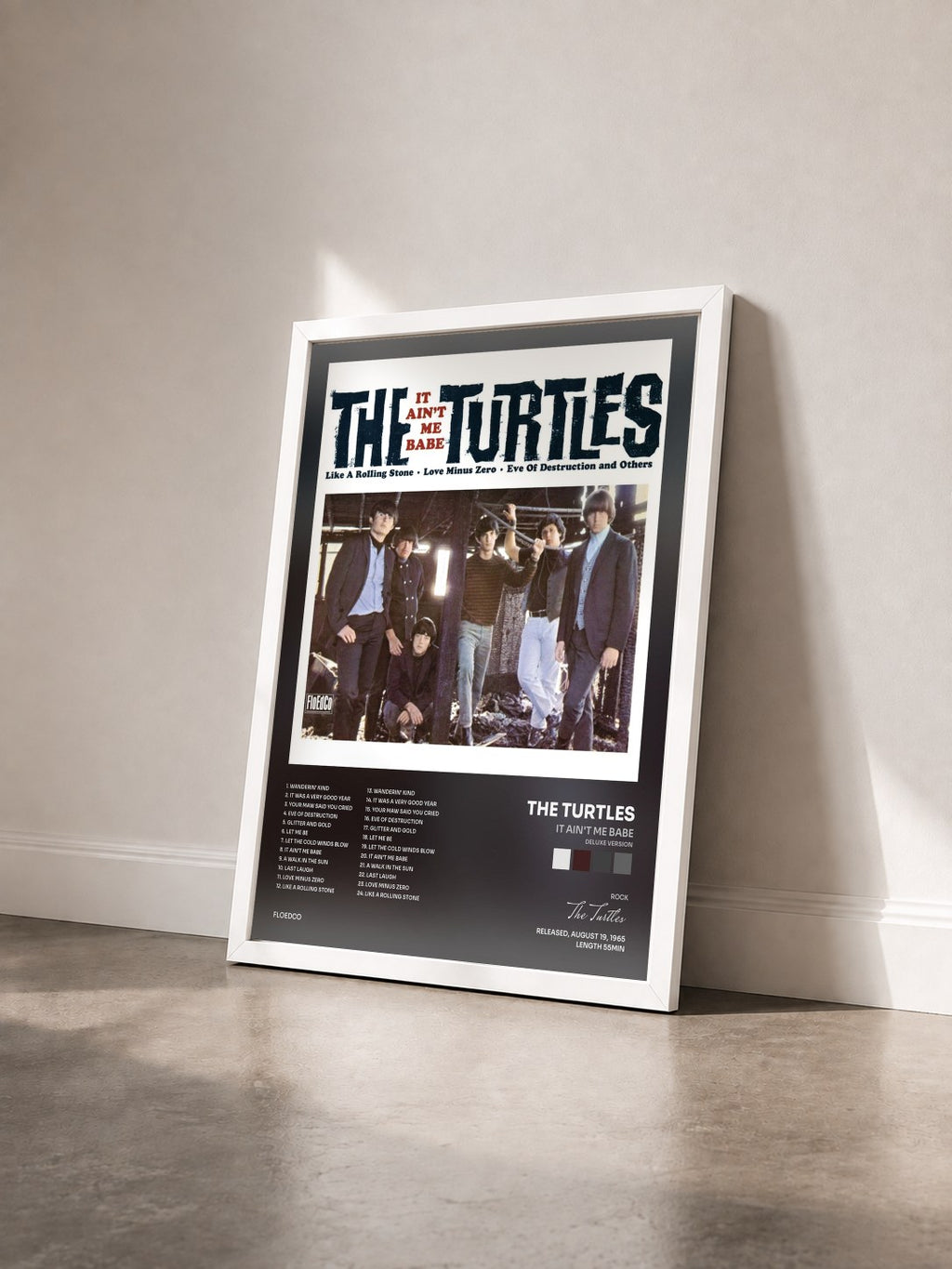 #blanc Tableau de l'album It Ain't Me Babe (Deluxe Version) de The Turtles vu de trois quarts, cadre blanc