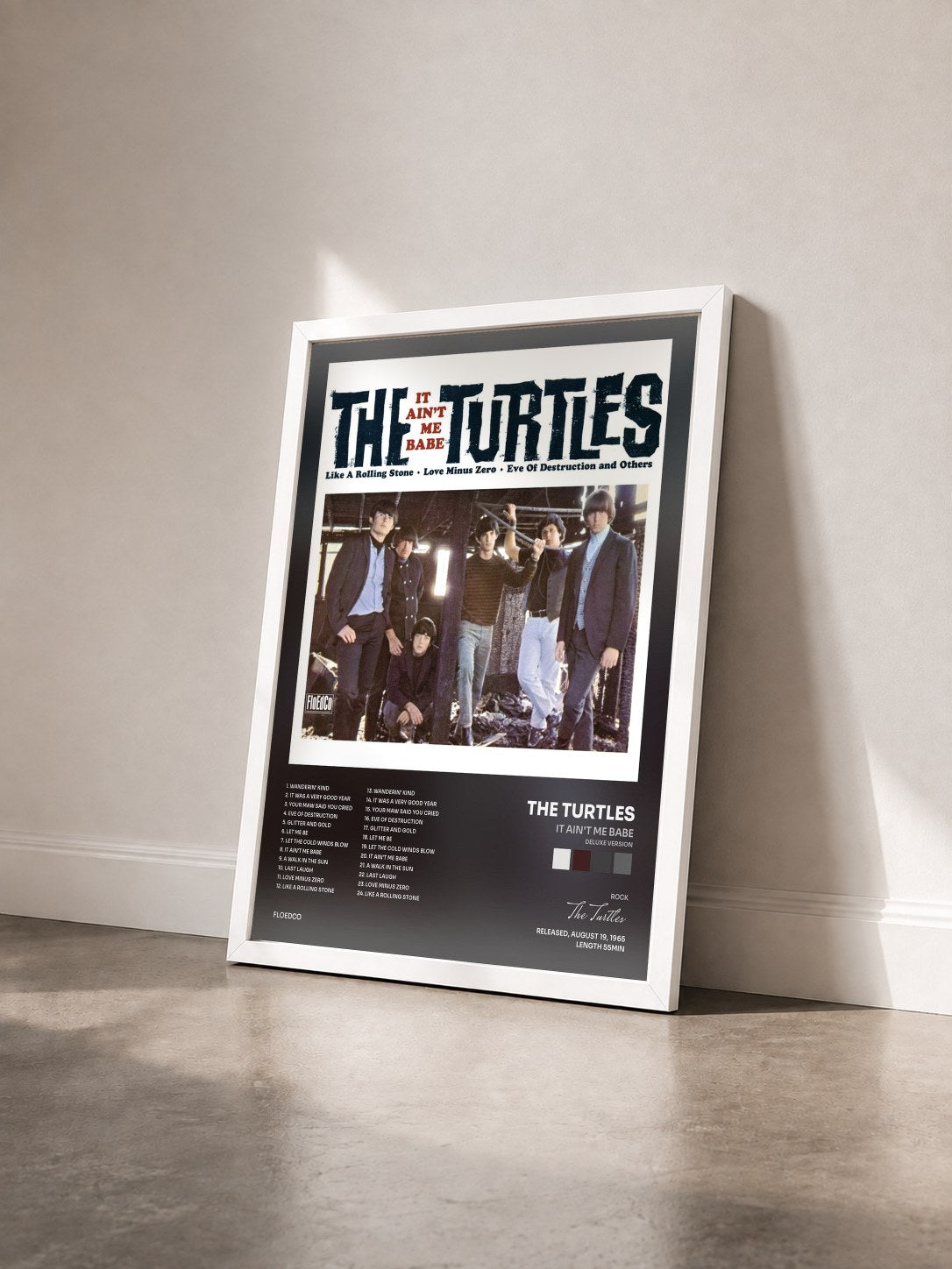 #blanc Tableau de l'album It Ain't Me Babe (Deluxe Version) de The Turtles vu de trois quarts, cadre blanc