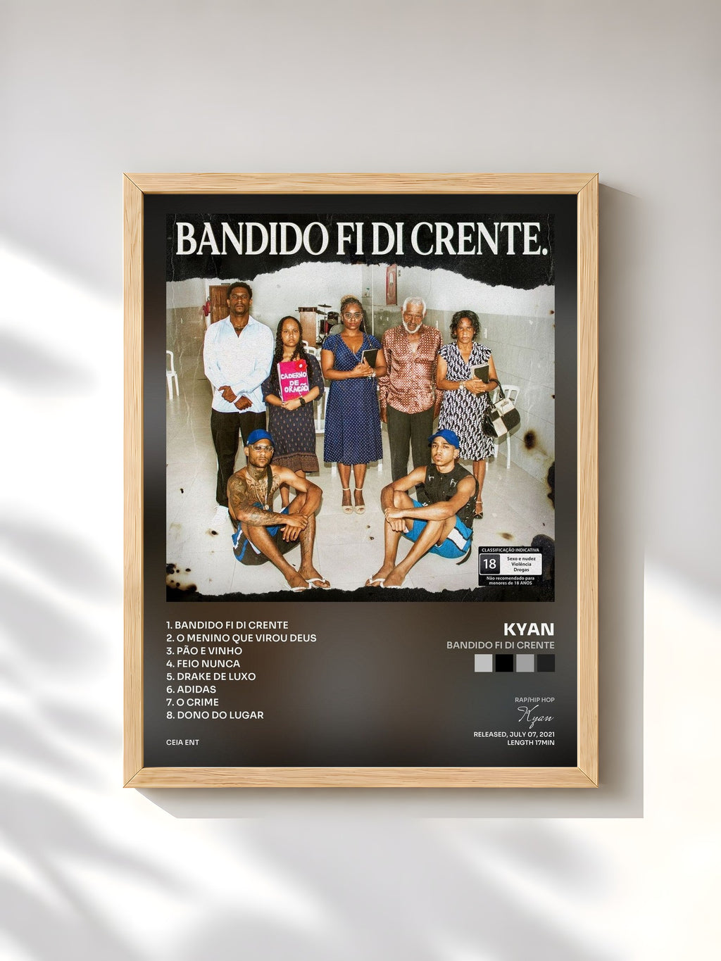 #bois Tableau de l'album Bandido Fi Di Crente de Kyan, cadre en bois brut, imprimé et encadré en France