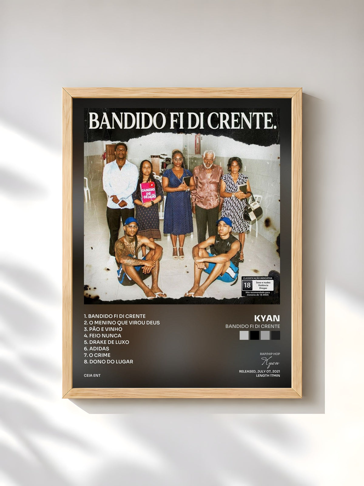 #bois Tableau de l'album Bandido Fi Di Crente de Kyan, cadre en bois brut, imprimé et encadré en France