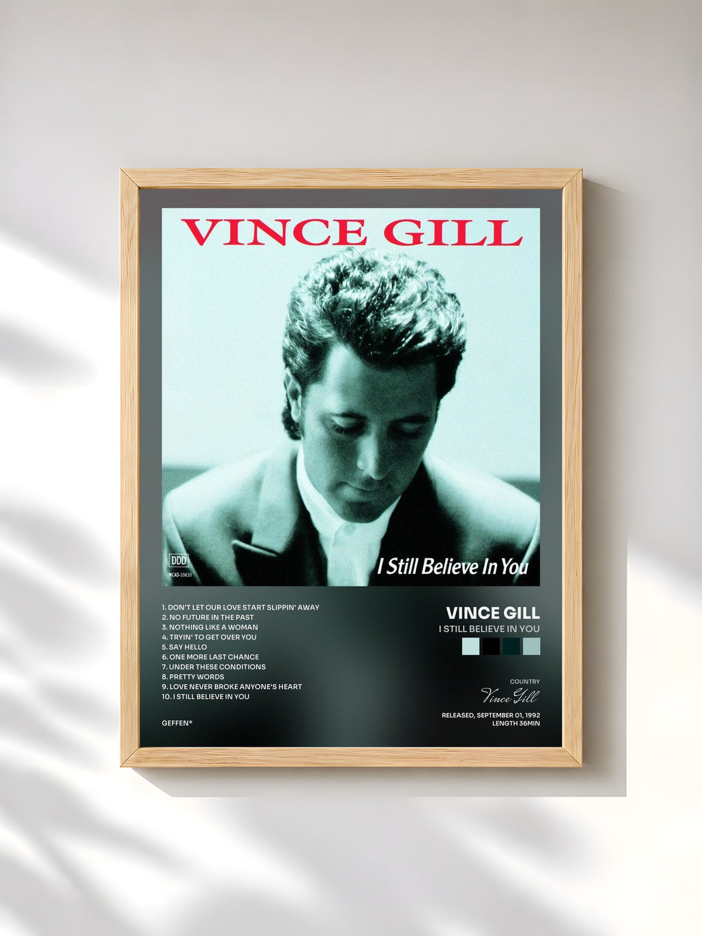 #bois Tableau de l'album I Still Believe In You de Vince Gill, cadre en bois brut, imprimé et encadré en France