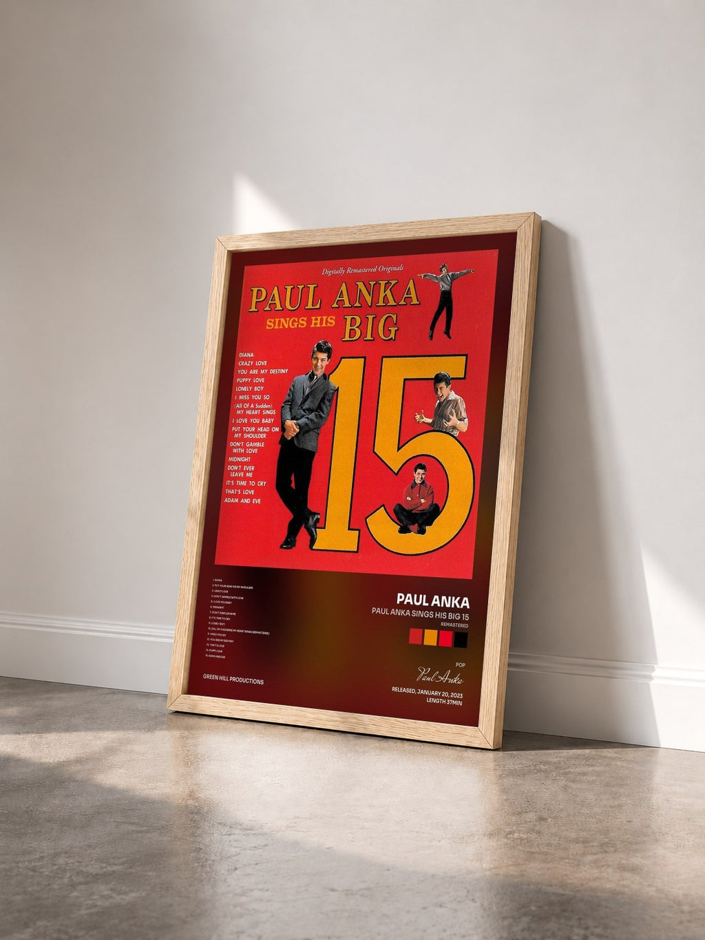 #bois Tableau de l'album Paul Anka Sings His Big 15 (Remastered) de Paul Anka vu de trois quarts, cadre en bois brut