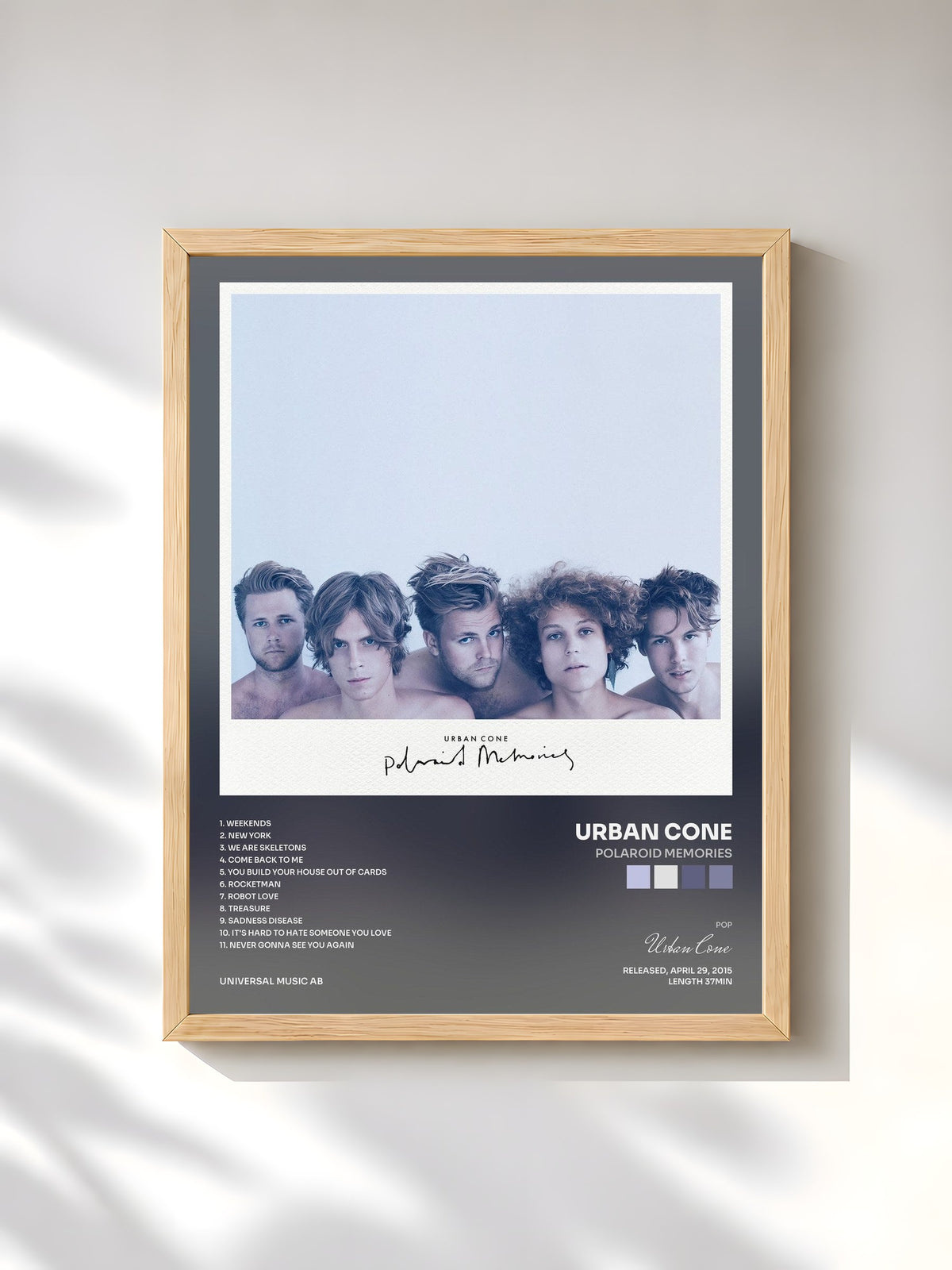 #bois Tableau de l'album Polaroid Memories de Urban Cone, cadre en bois brut, imprimé et encadré en France