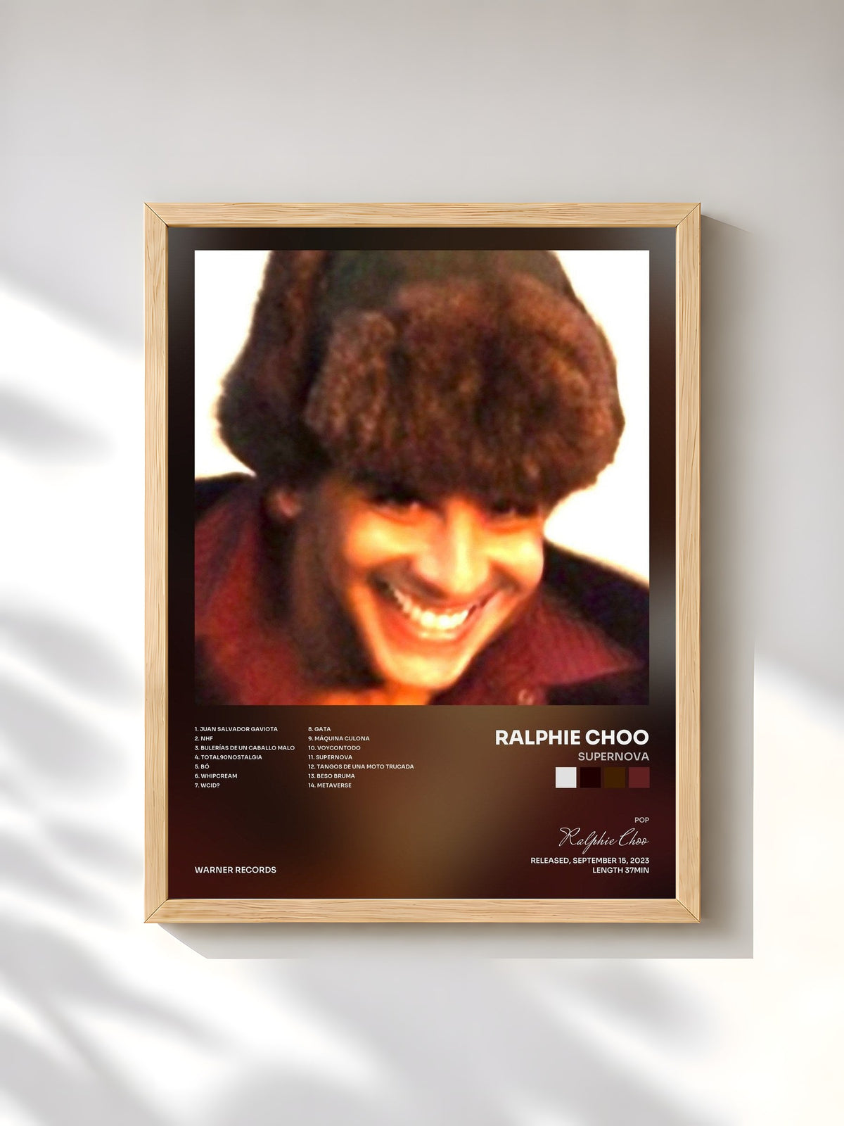#bois Tableau de l'album SUPERNOVA de Ralphie Choo, cadre en bois brut, imprimé et encadré en France