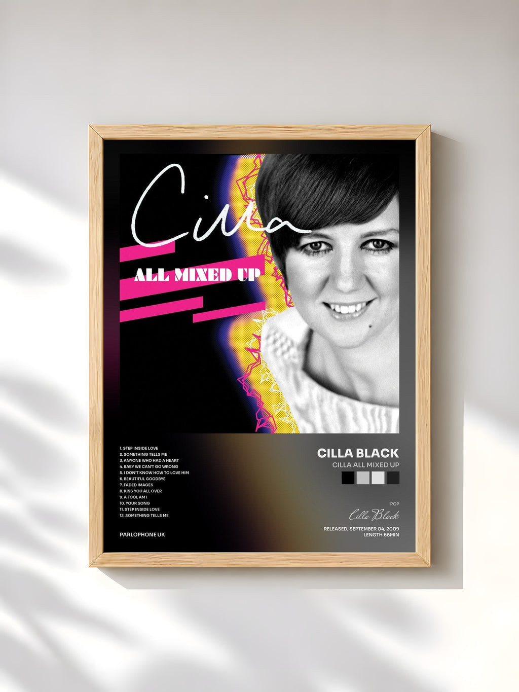 #bois Tableau de l'album Cilla All Mixed Up de Cilla Black, cadre en bois brut, imprimé et encadré en France