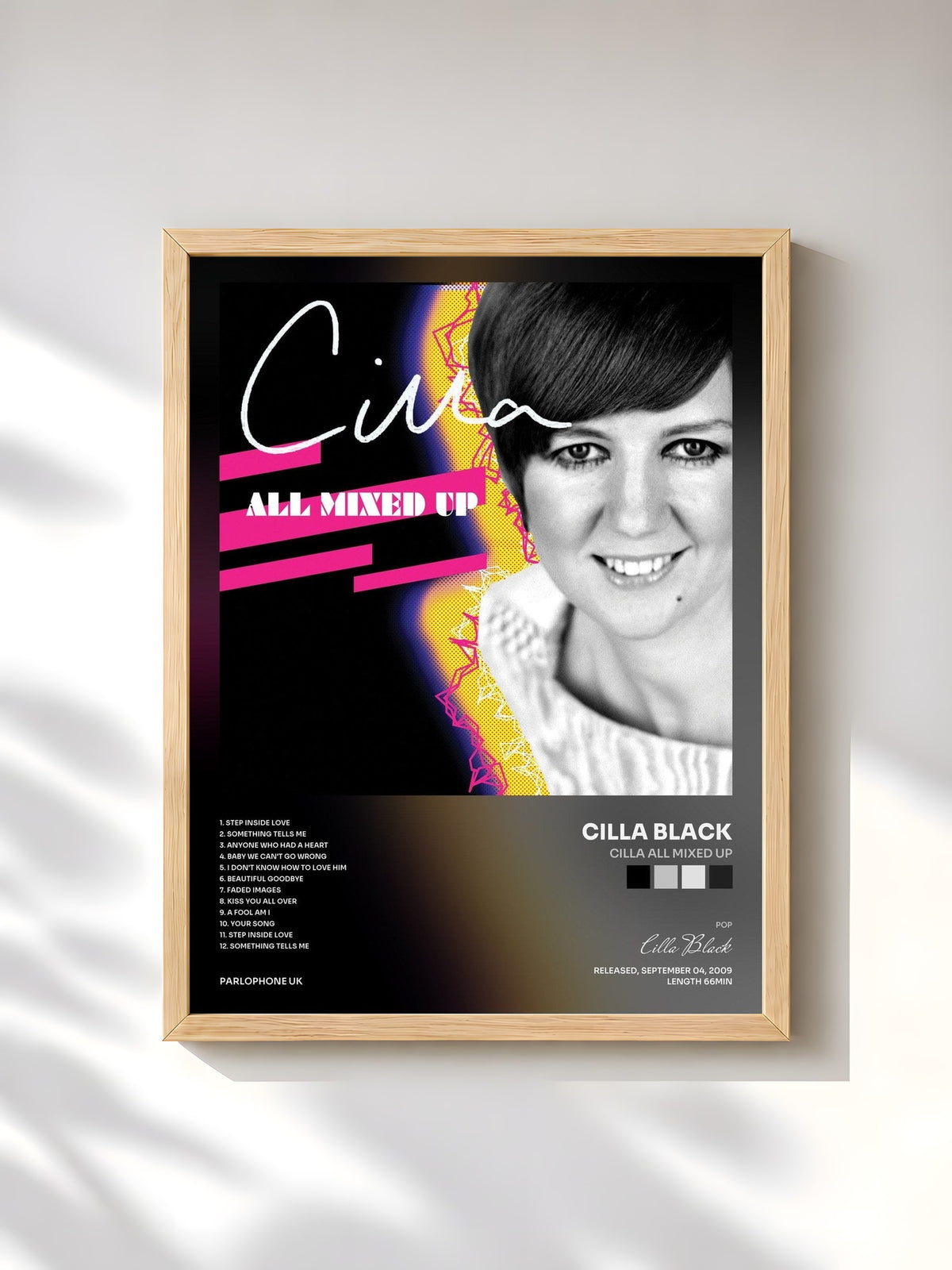 #bois Tableau de l'album Cilla All Mixed Up de Cilla Black, cadre en bois brut, imprimé et encadré en France