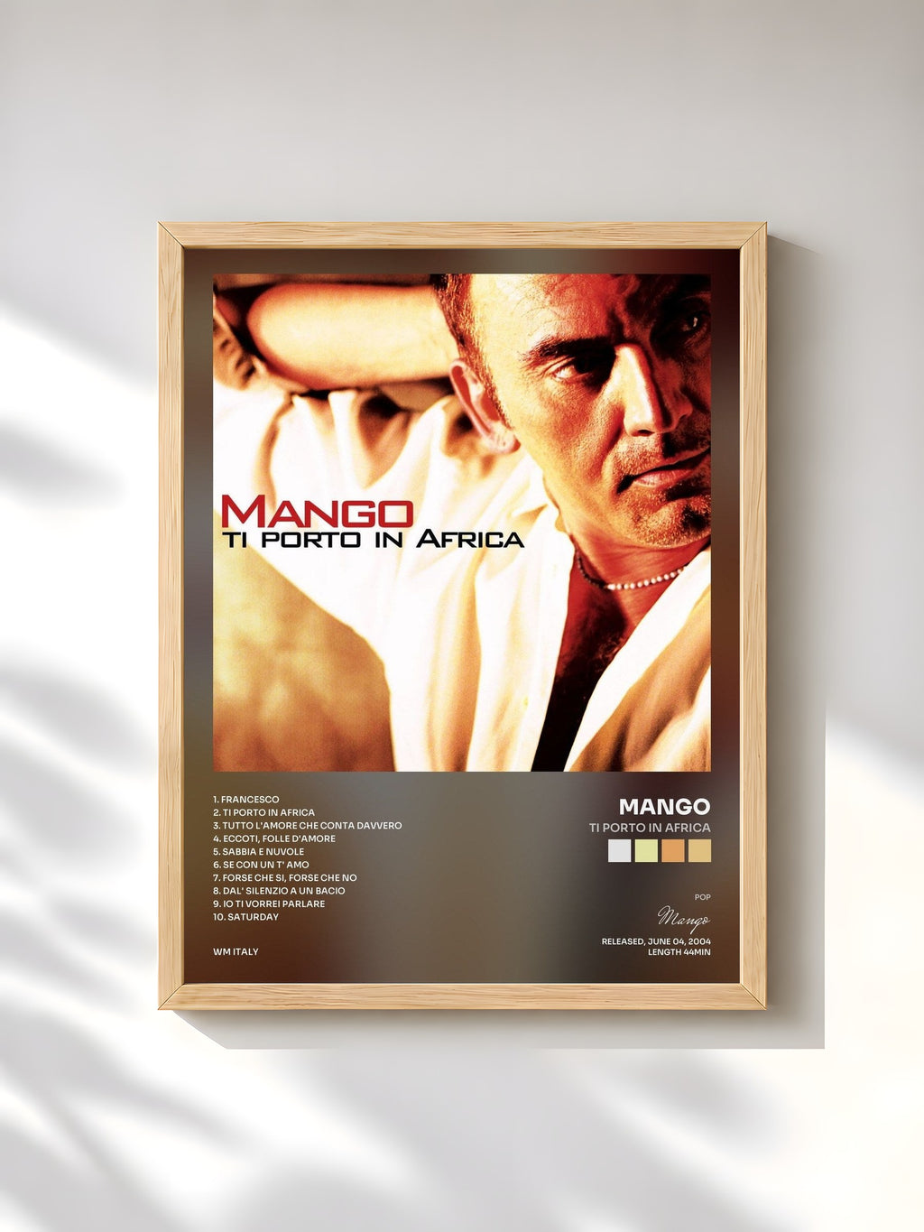 #bois Tableau de l'album Ti porto in Africa de Mango, cadre en bois brut, imprimé et encadré en France