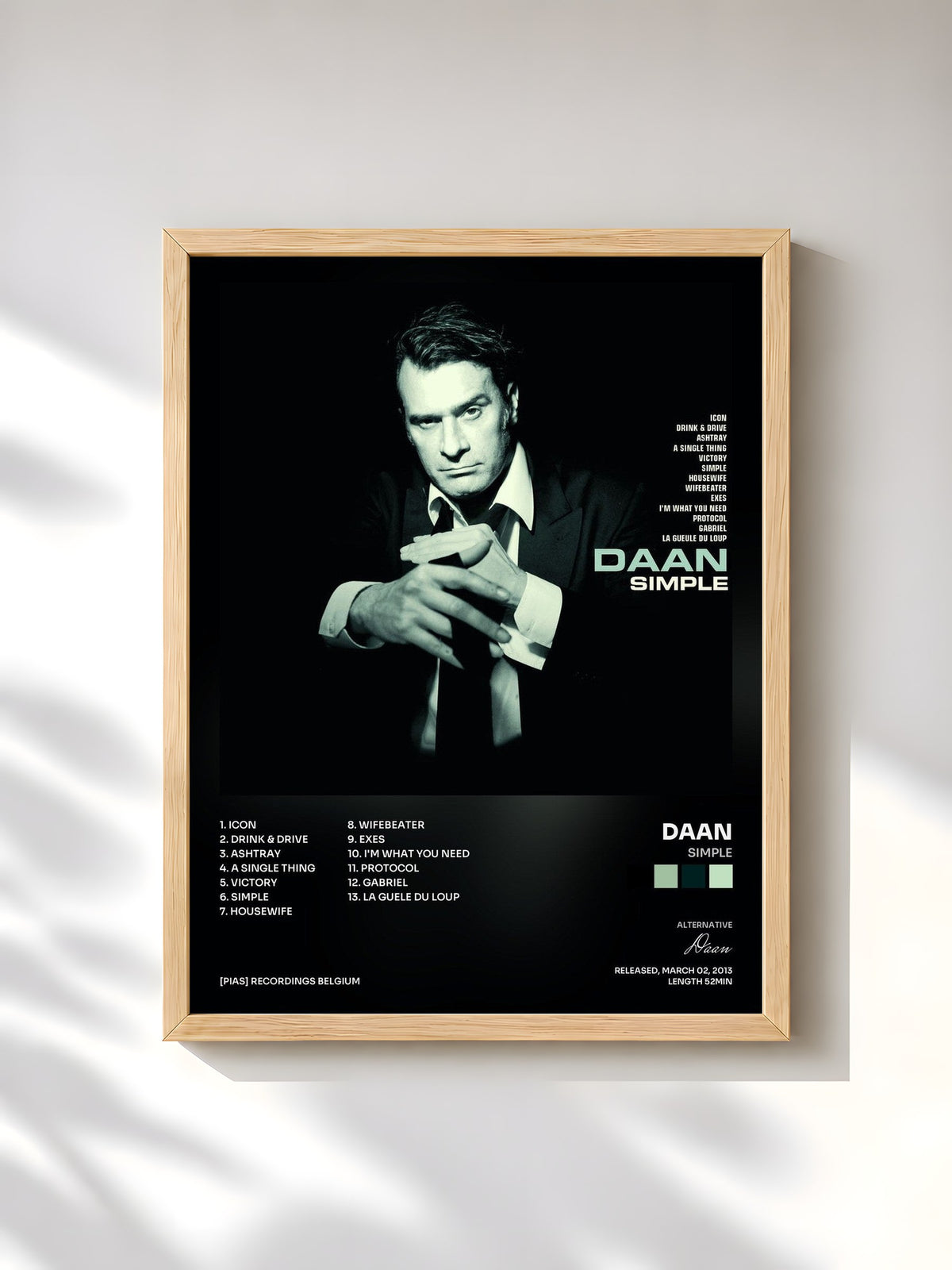 #bois Tableau de l'album Simple de Daan, cadre en bois brut, imprimé et encadré en France