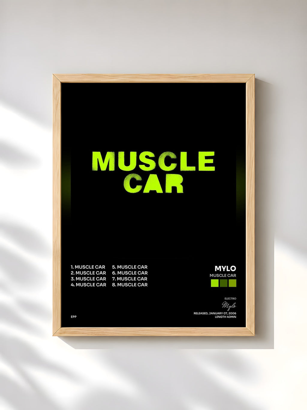 #bois Tableau de l'album Muscle Car de Mylo, cadre en bois brut, imprimé et encadré en France