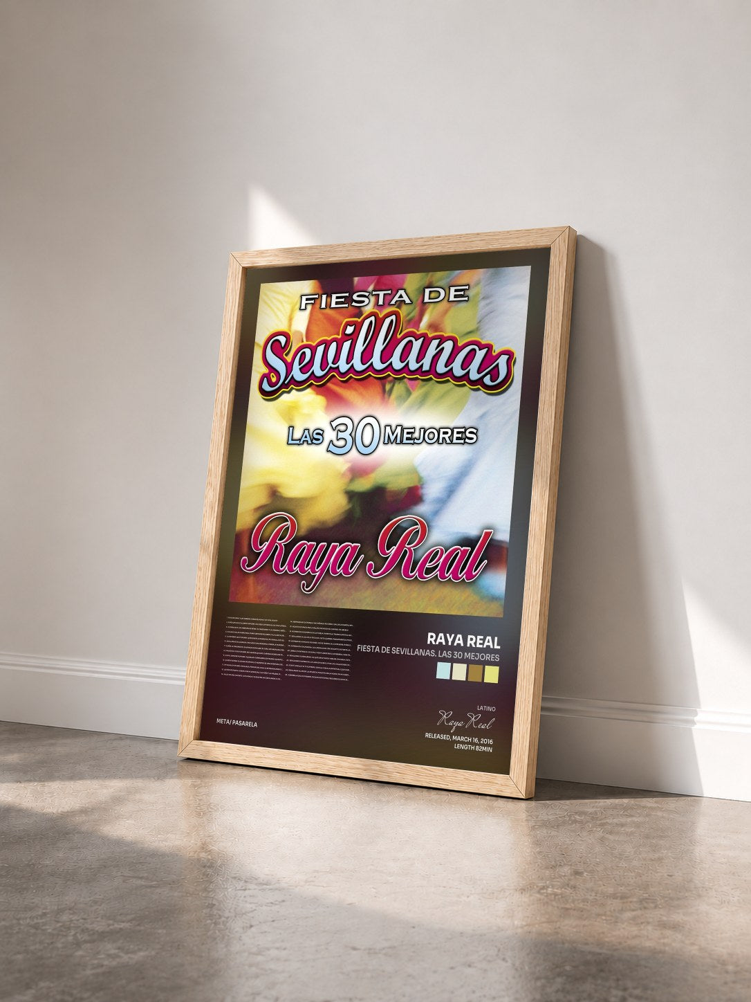 #bois Tableau de l'album Fiesta de Sevillanas. Las 30 Mejores de Raya Real vu de trois quarts, cadre en bois brut