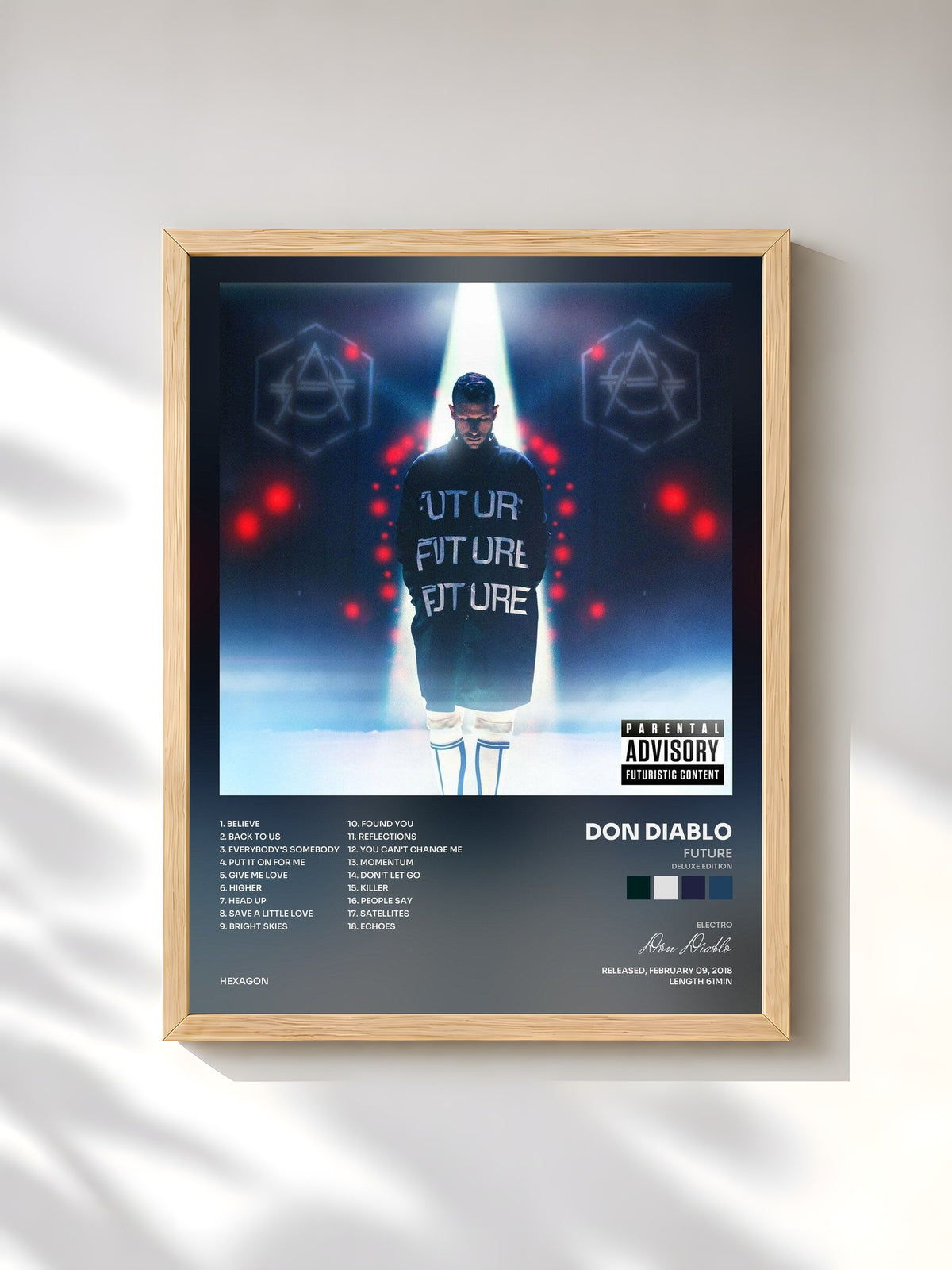#bois Tableau de l'album FUTURE (Deluxe Edition) de Don Diablo, cadre en bois brut, imprimé et encadré en France