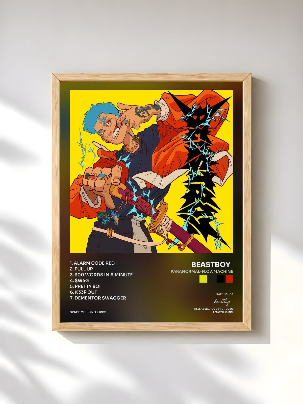 #bois Tableau de l'album PARANORMAL-FLOWMACHINE de beastboy  , cadre en bois brut, imprimé et encadré en France